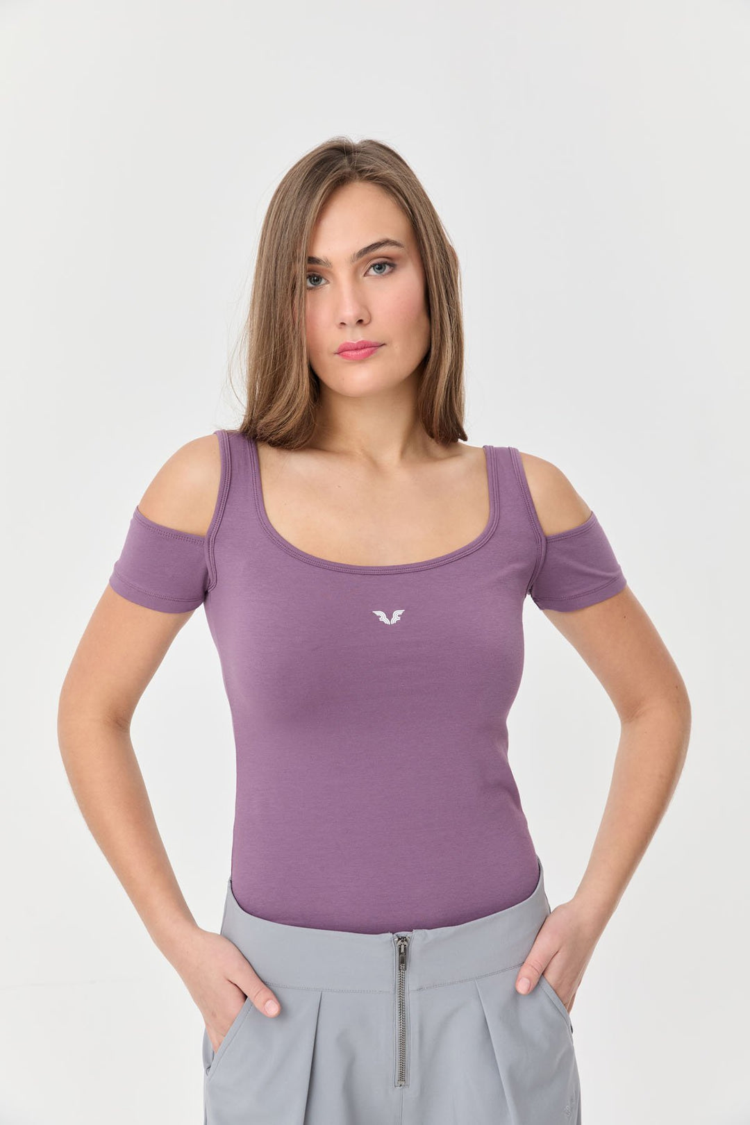 Damen-Sport-T-Shirt aus Baumwoll-Lycra