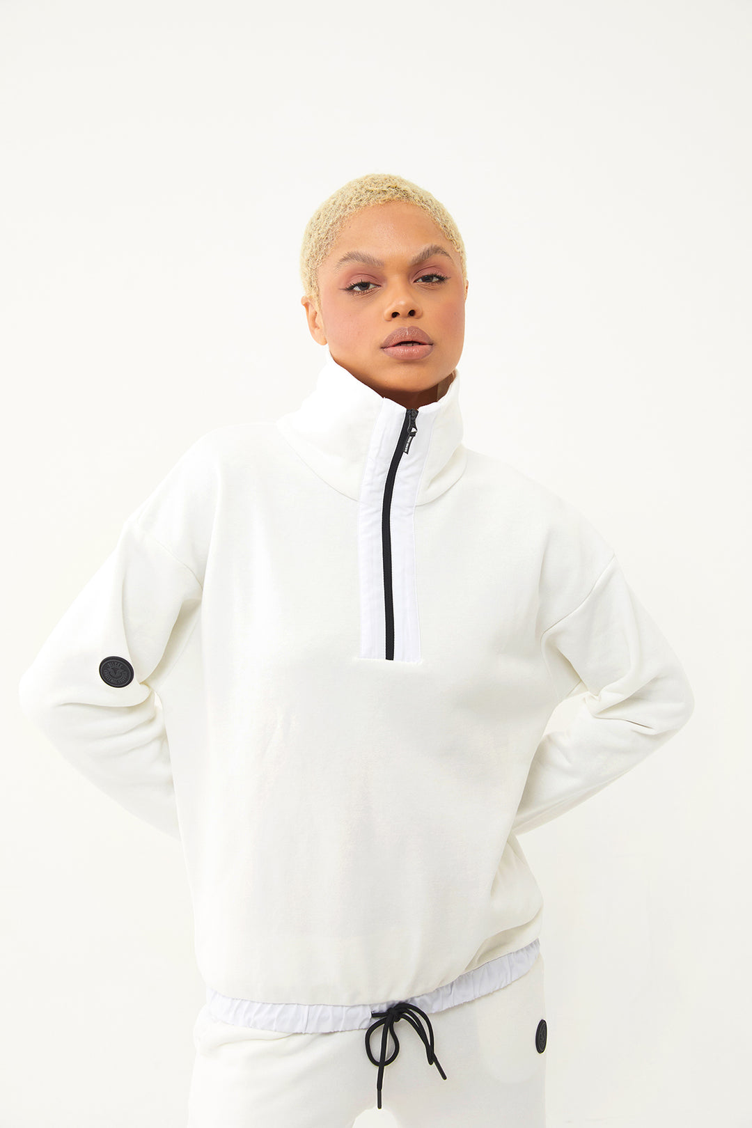Damen-Sweatshirt-Trainingsanzug mit halbem Reißverschluss