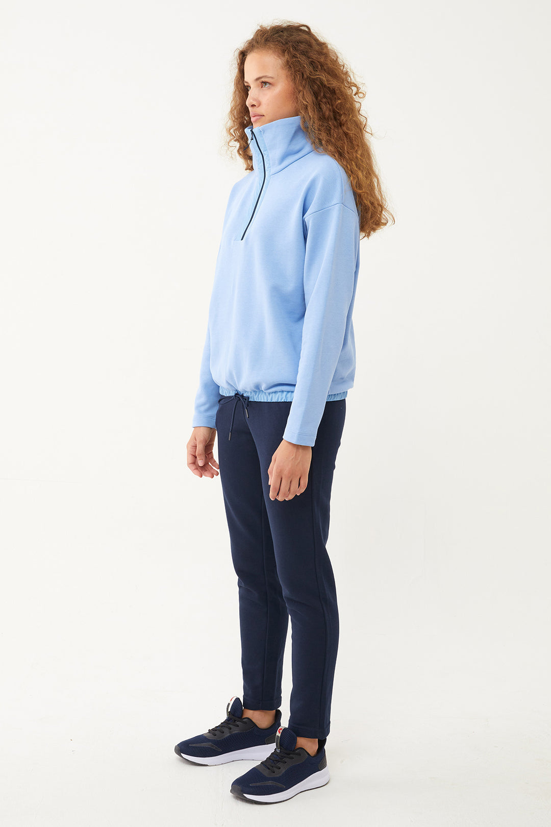 Damen-Sweatshirt-Trainingsanzug mit halbem Reißverschluss
