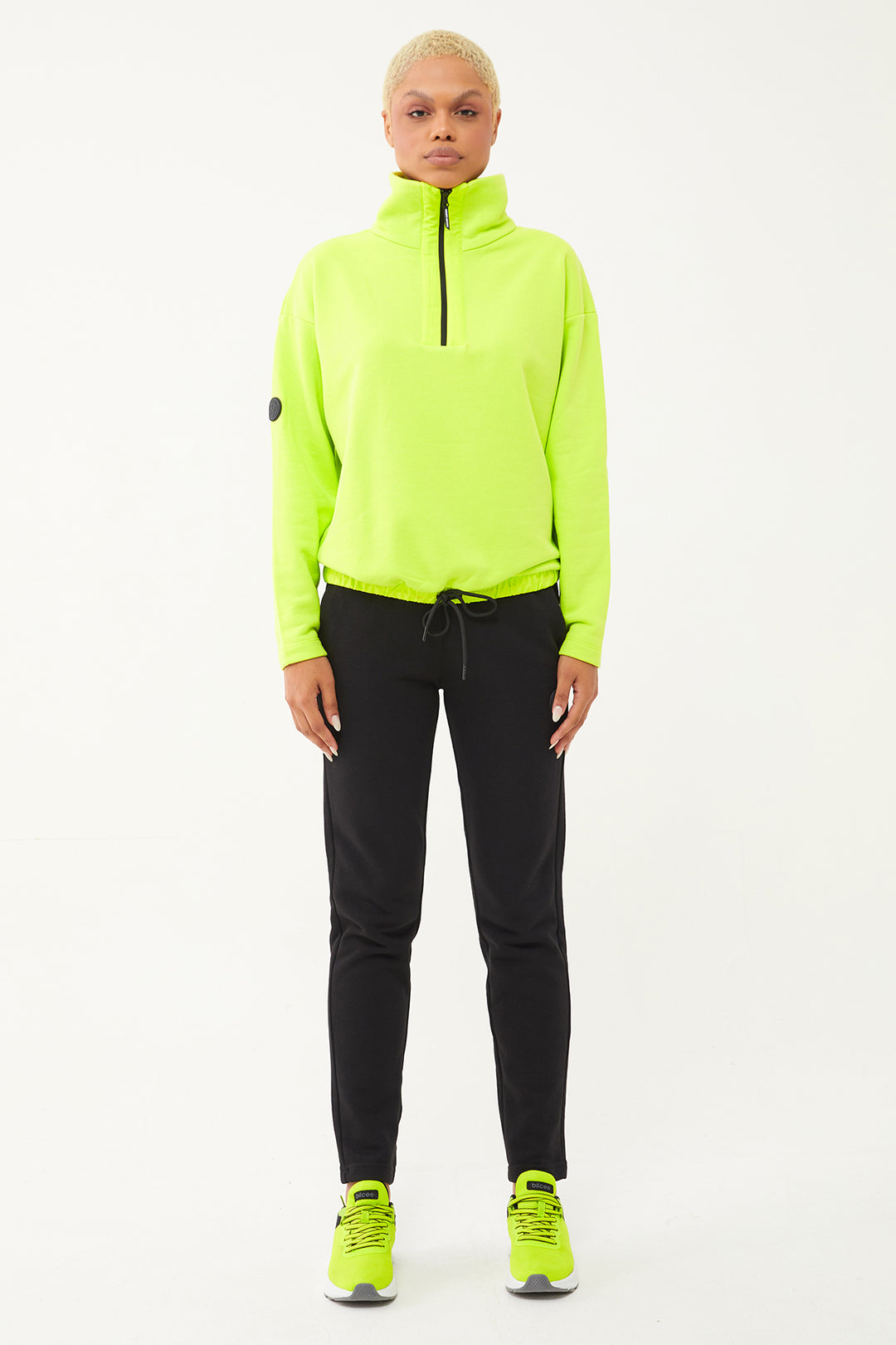 Damen-Sweatshirt-Trainingsanzug mit halbem Reißverschluss