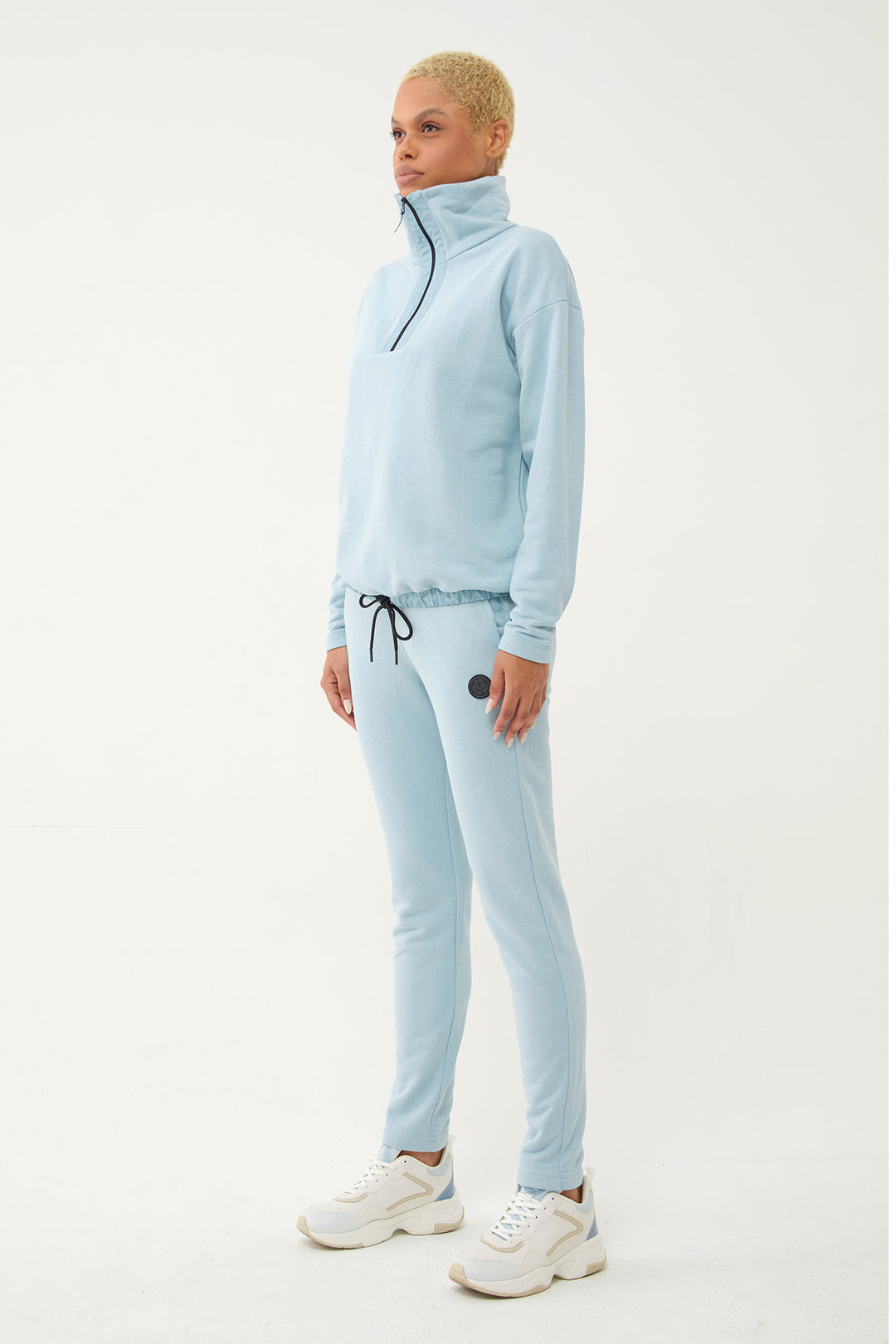 Damen-Sweatshirt-Trainingsanzug mit halbem Reißverschluss