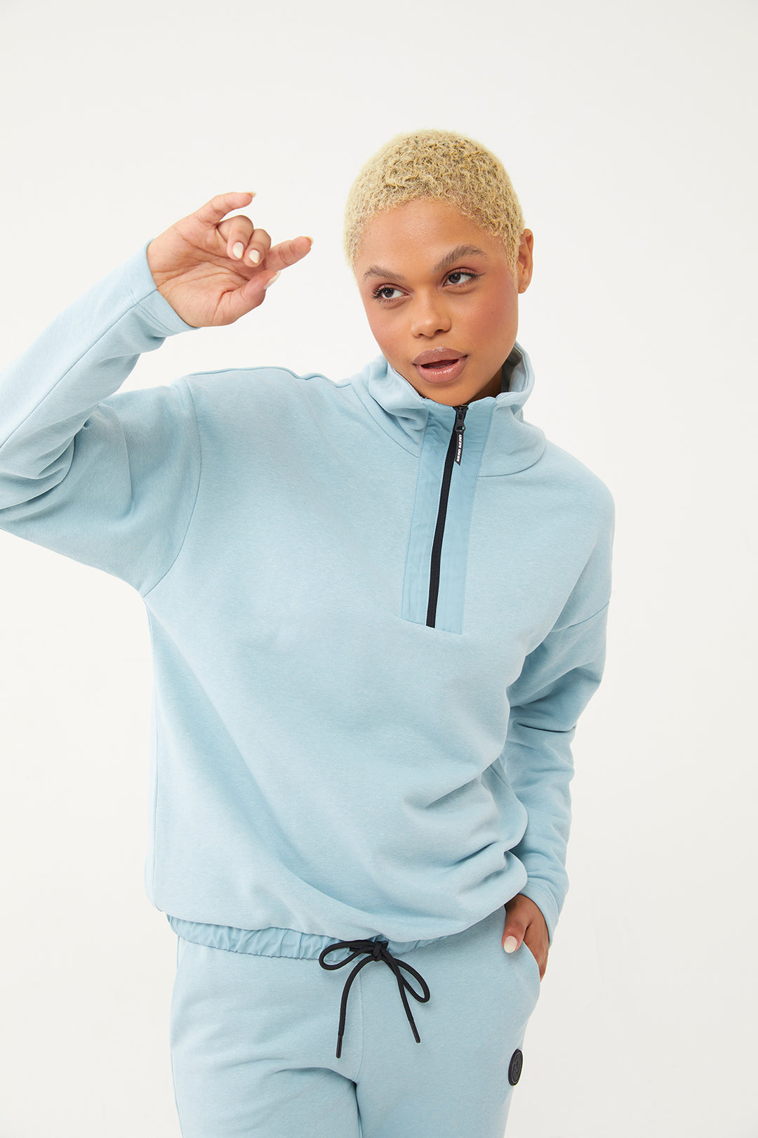 Damen-Sweatshirt-Trainingsanzug mit halbem Reißverschluss