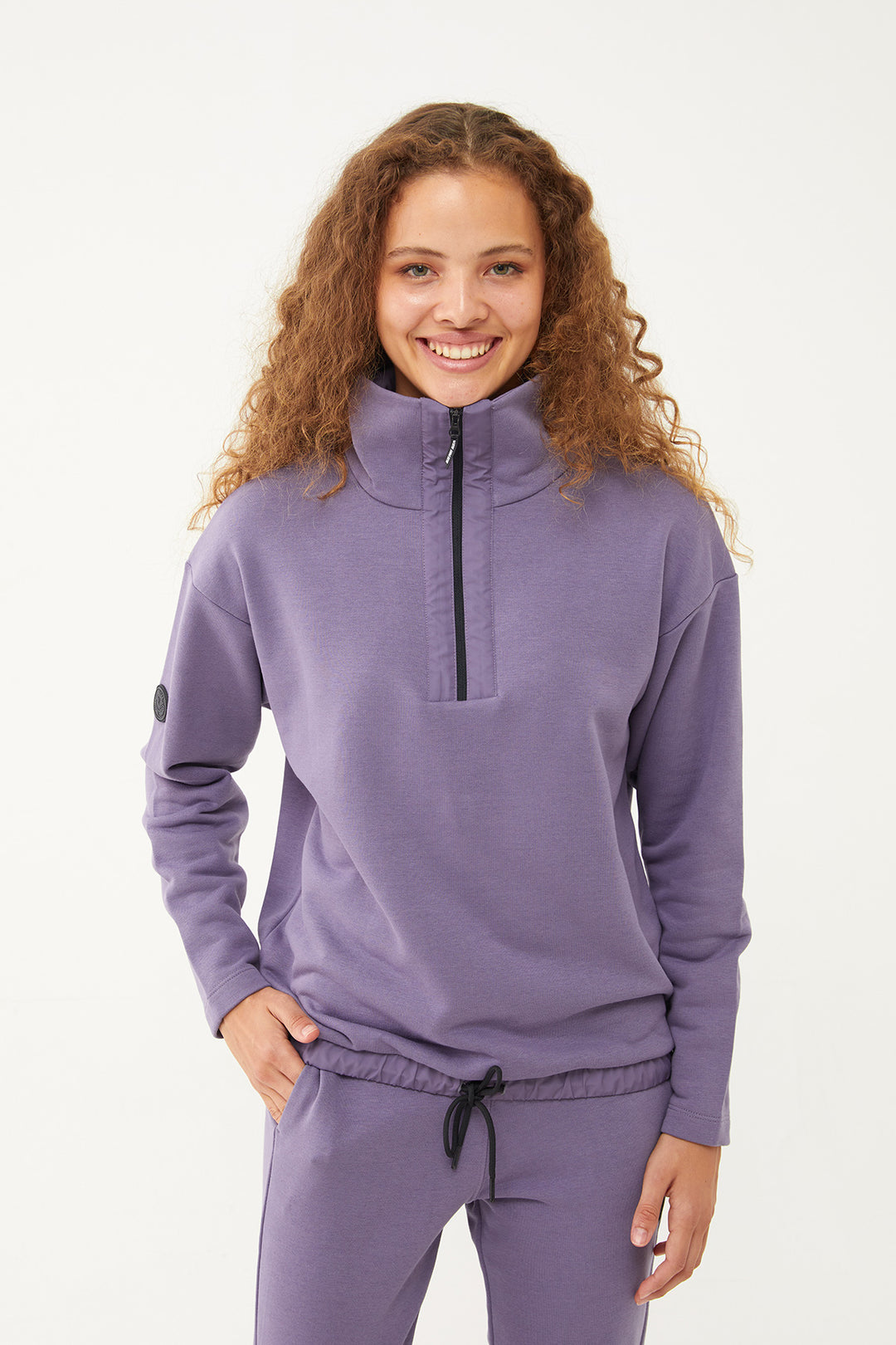 Damen-Sweatshirt-Trainingsanzug mit halbem Reißverschluss