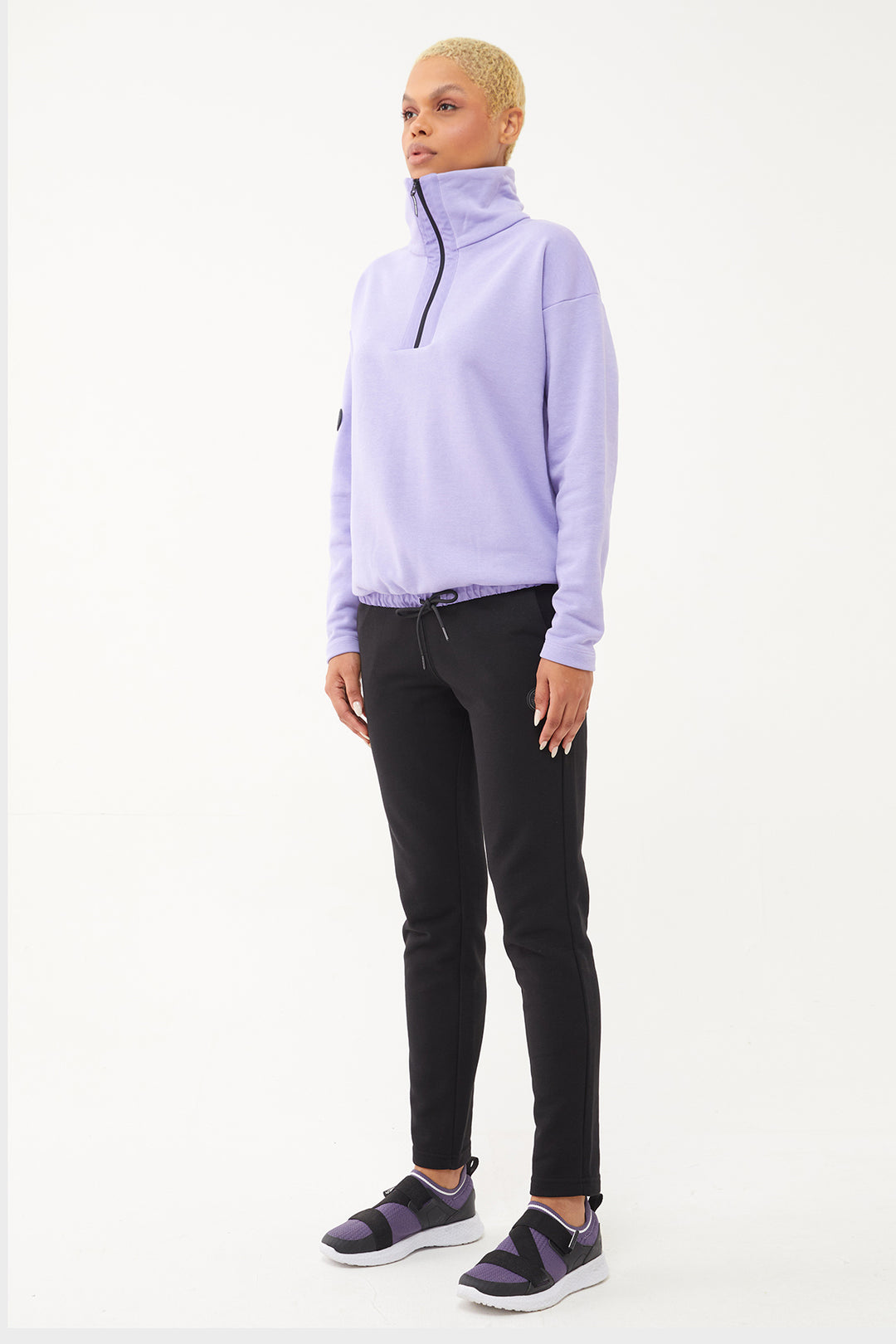 Damen-Sweatshirt-Trainingsanzug mit halbem Reißverschluss