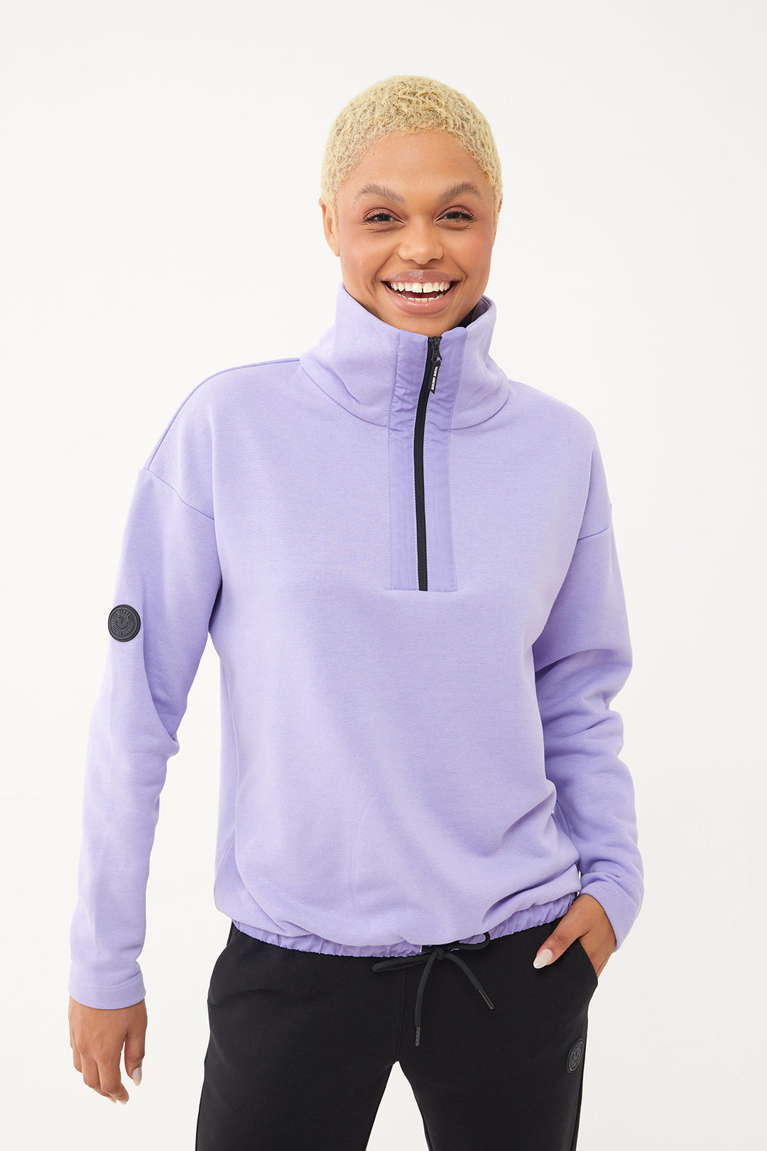 Damen-Sweatshirt-Trainingsanzug mit halbem Reißverschluss