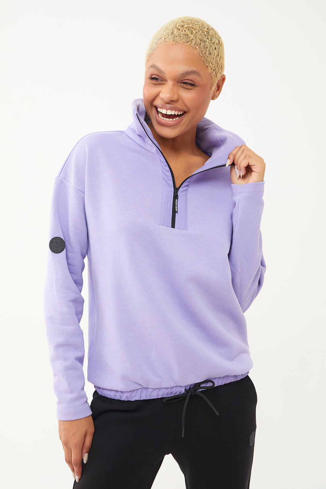 Damen-Sweatshirt-Trainingsanzug mit halbem Reißverschluss