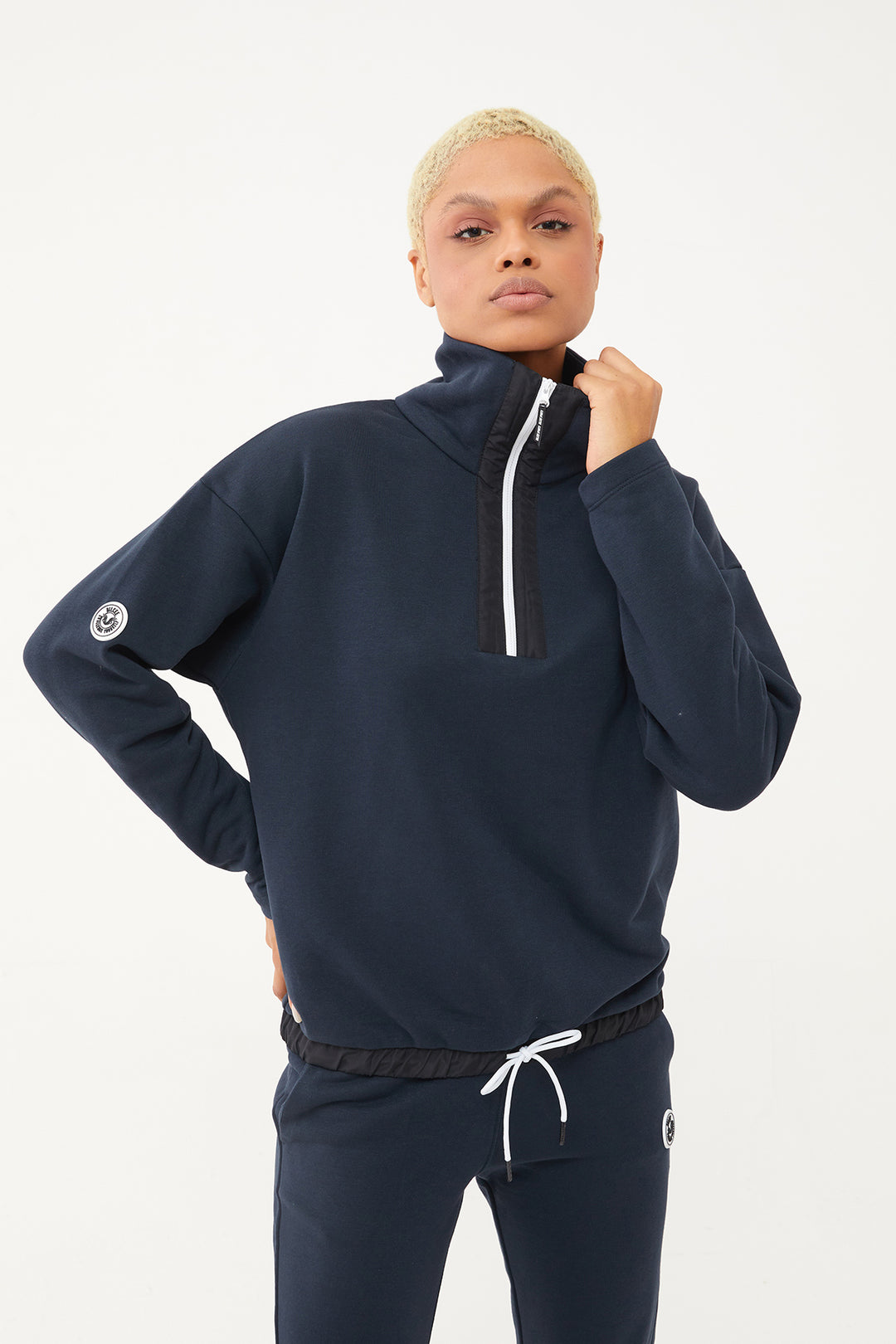 Damen-Sweatshirt-Trainingsanzug mit halbem Reißverschluss