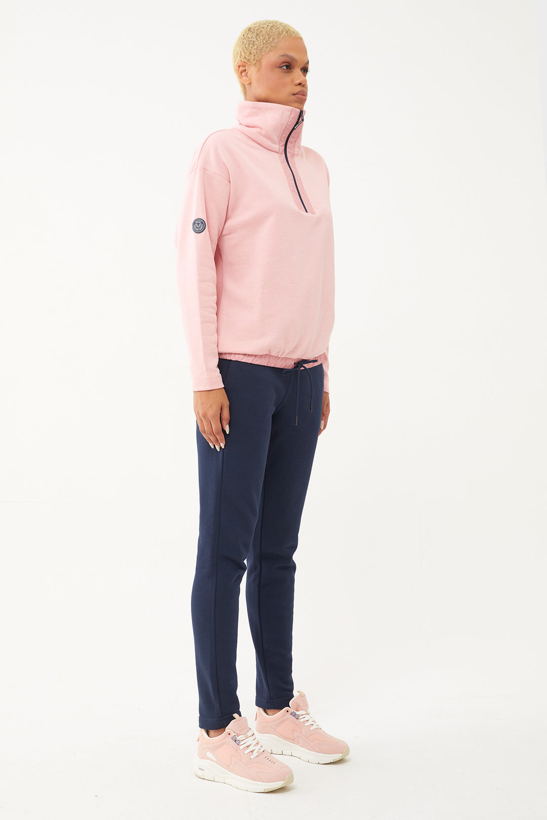 Damen-Sweatshirt-Trainingsanzug mit halbem Reißverschluss
