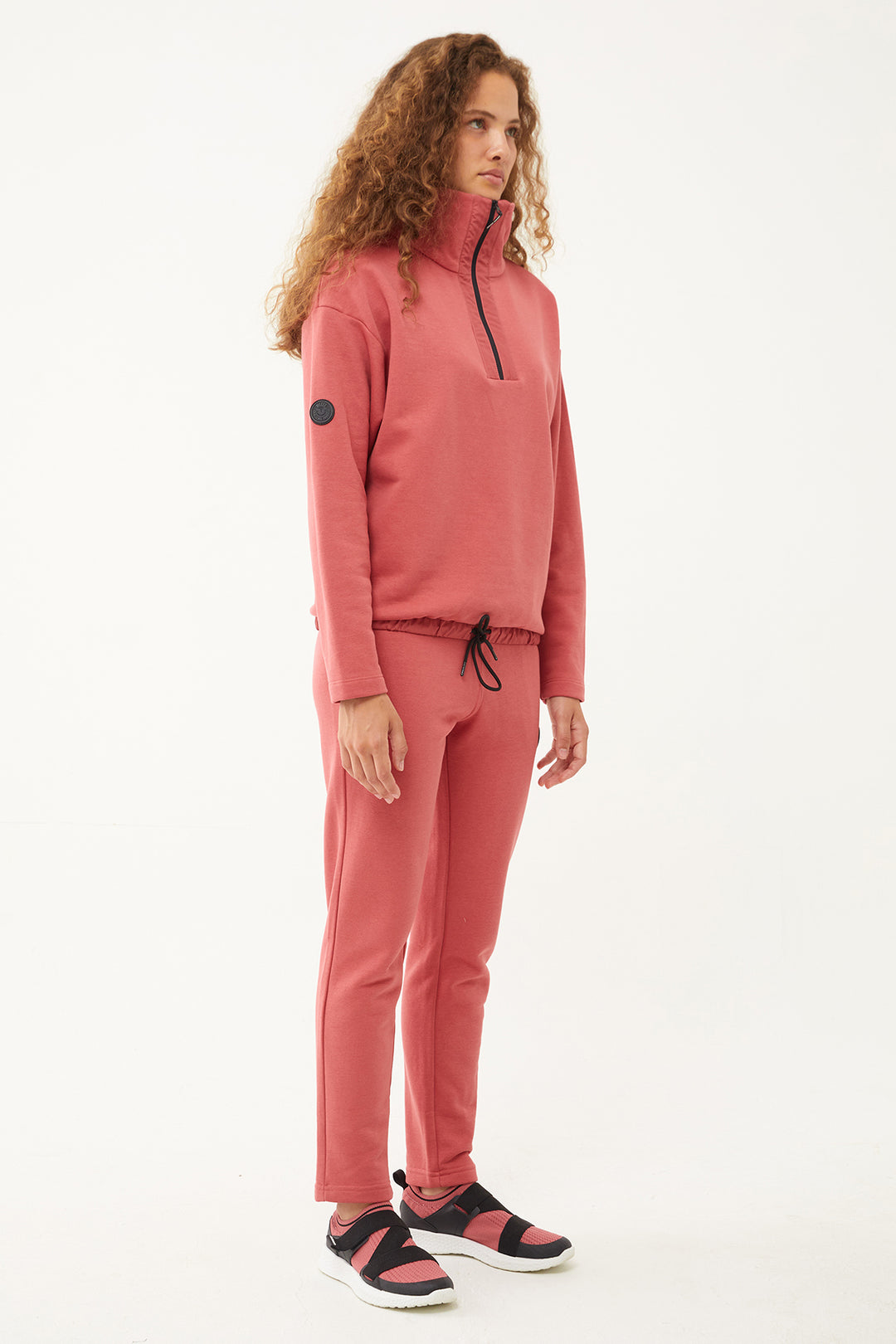 Damen-Sweatshirt-Trainingsanzug mit halbem Reißverschluss