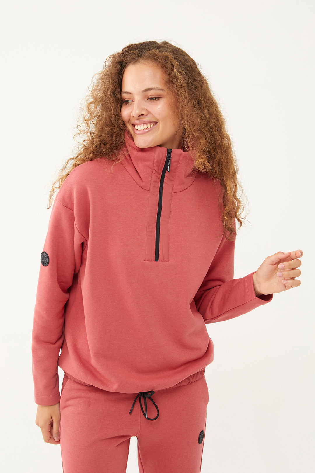 Damen-Sweatshirt-Trainingsanzug mit halbem Reißverschluss