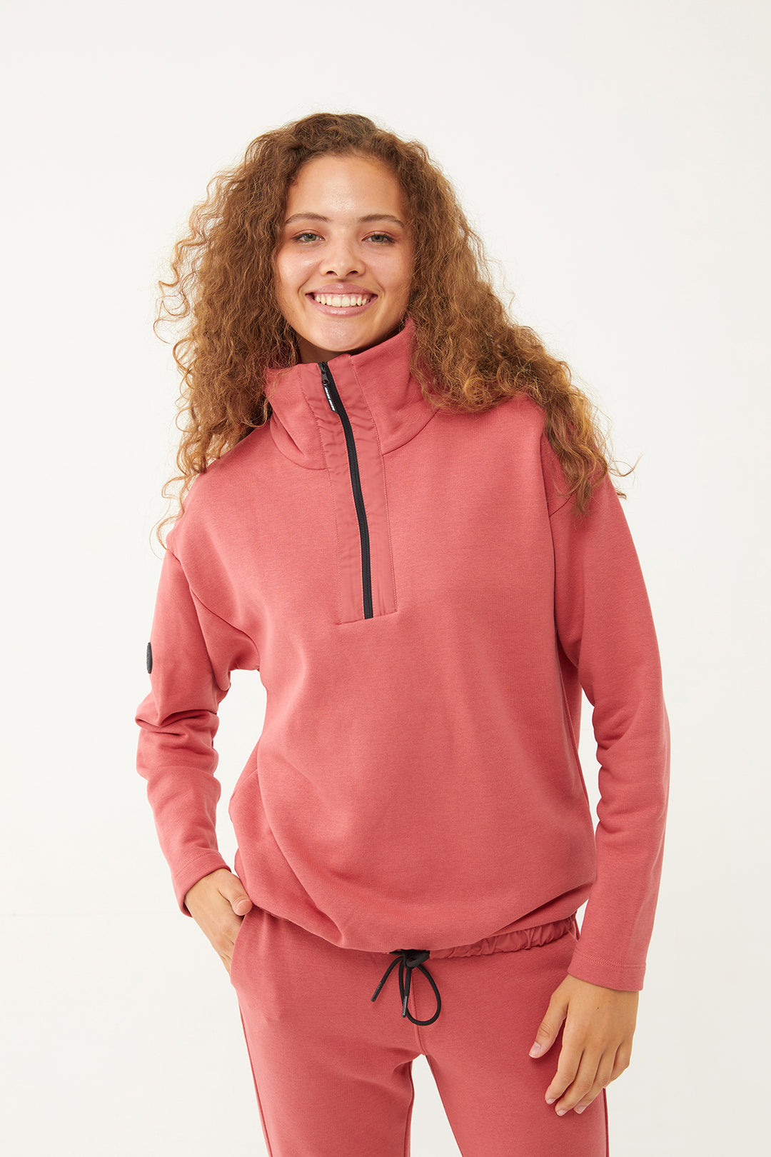 Damen-Sweatshirt-Trainingsanzug mit halbem Reißverschluss