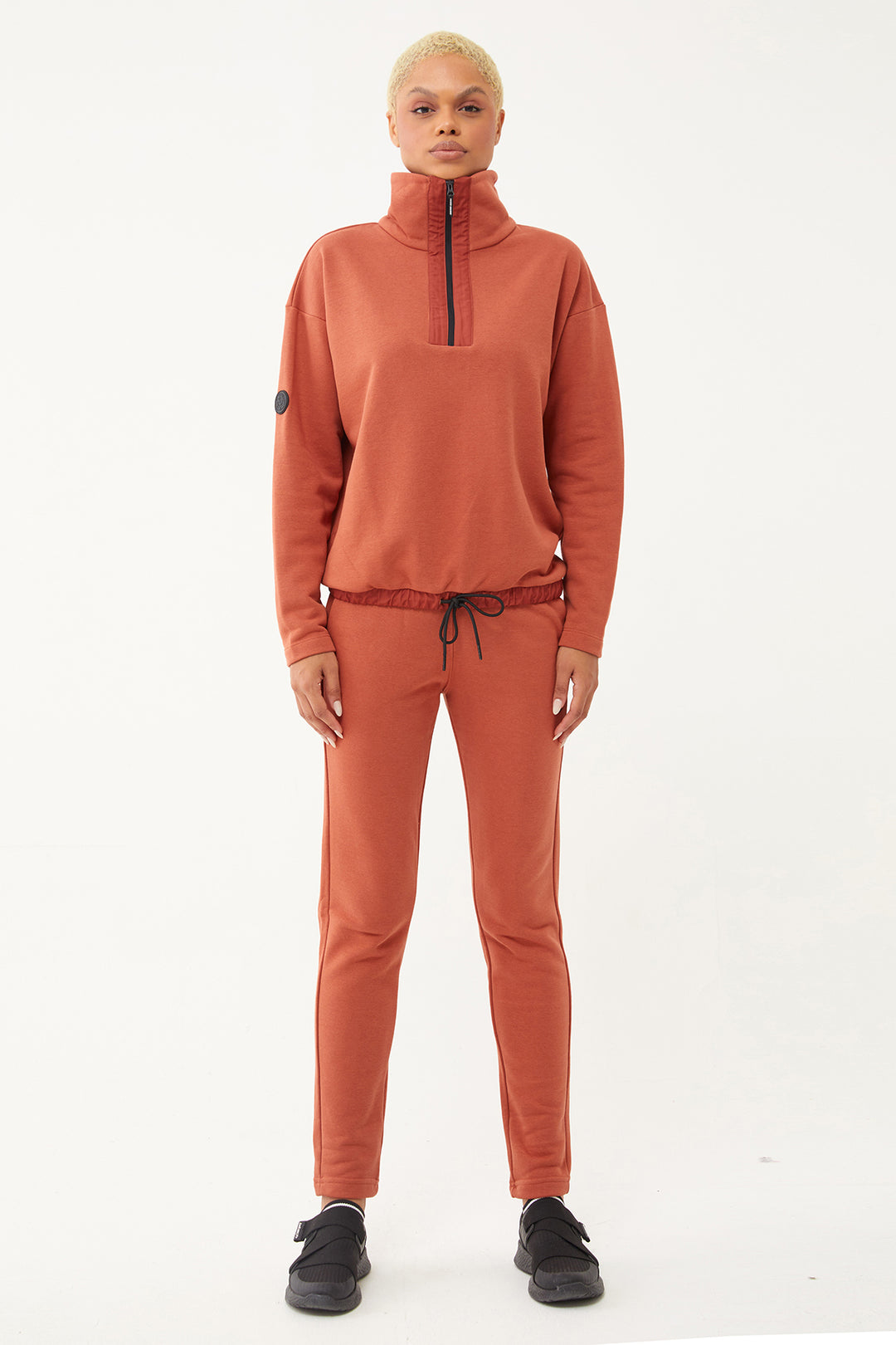 Damen-Sweatshirt-Trainingsanzug mit halbem Reißverschluss