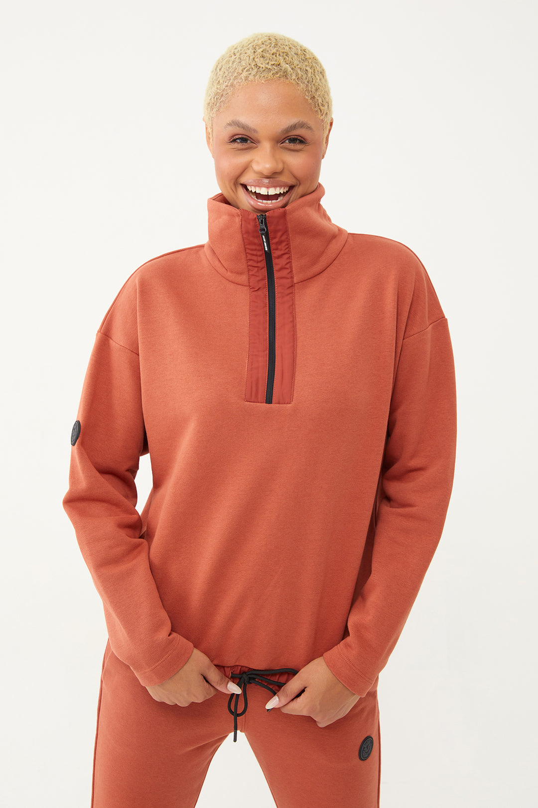 Damen-Sweatshirt-Trainingsanzug mit halbem Reißverschluss