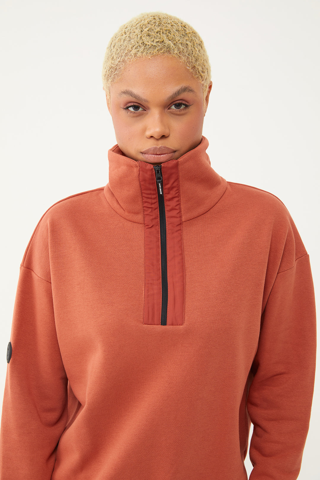 Damen-Sweatshirt-Trainingsanzug mit halbem Reißverschluss