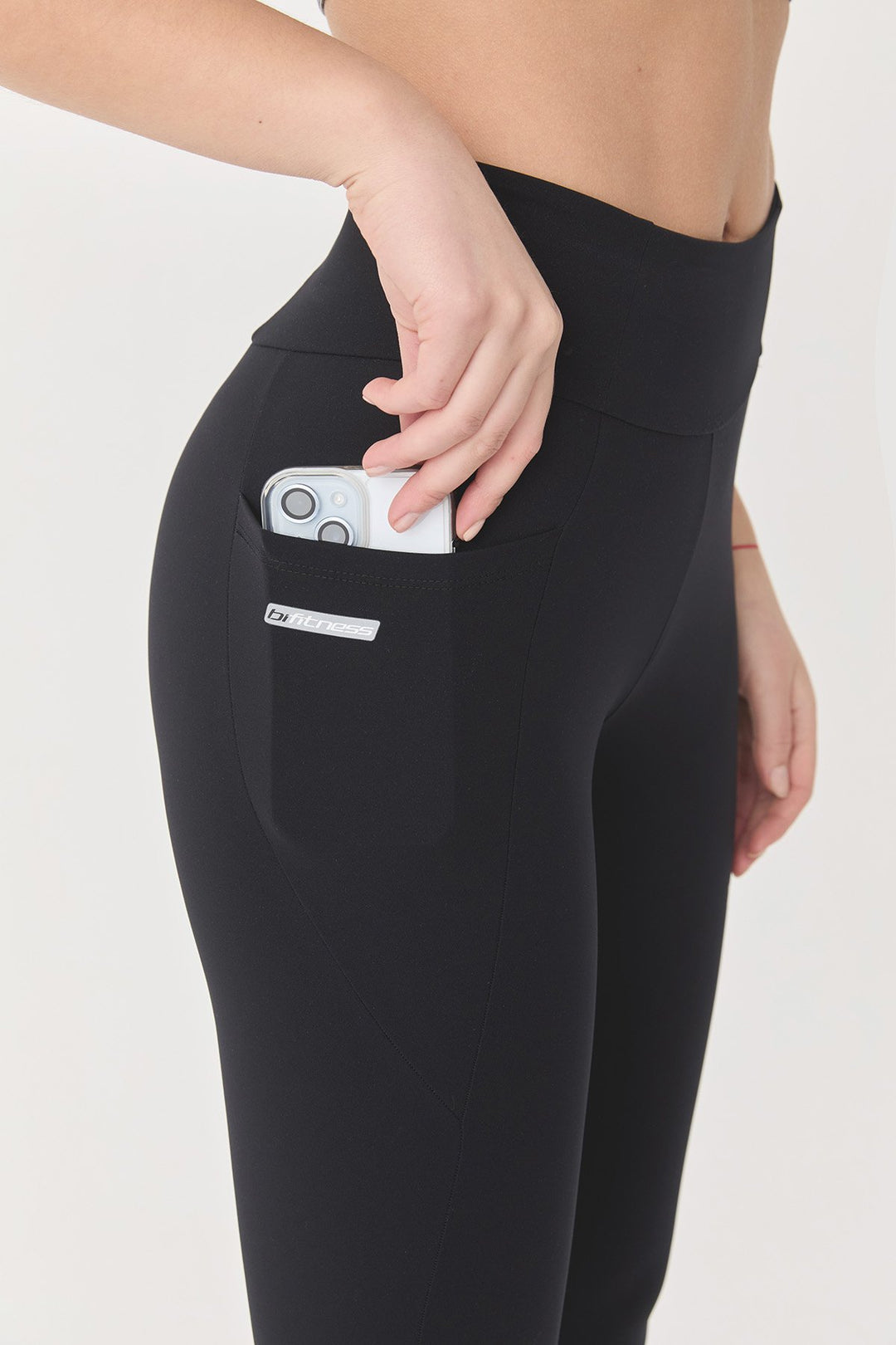 Damen Hohe Taille Formgebende Voll-Lycra Taschen Sport Leggings