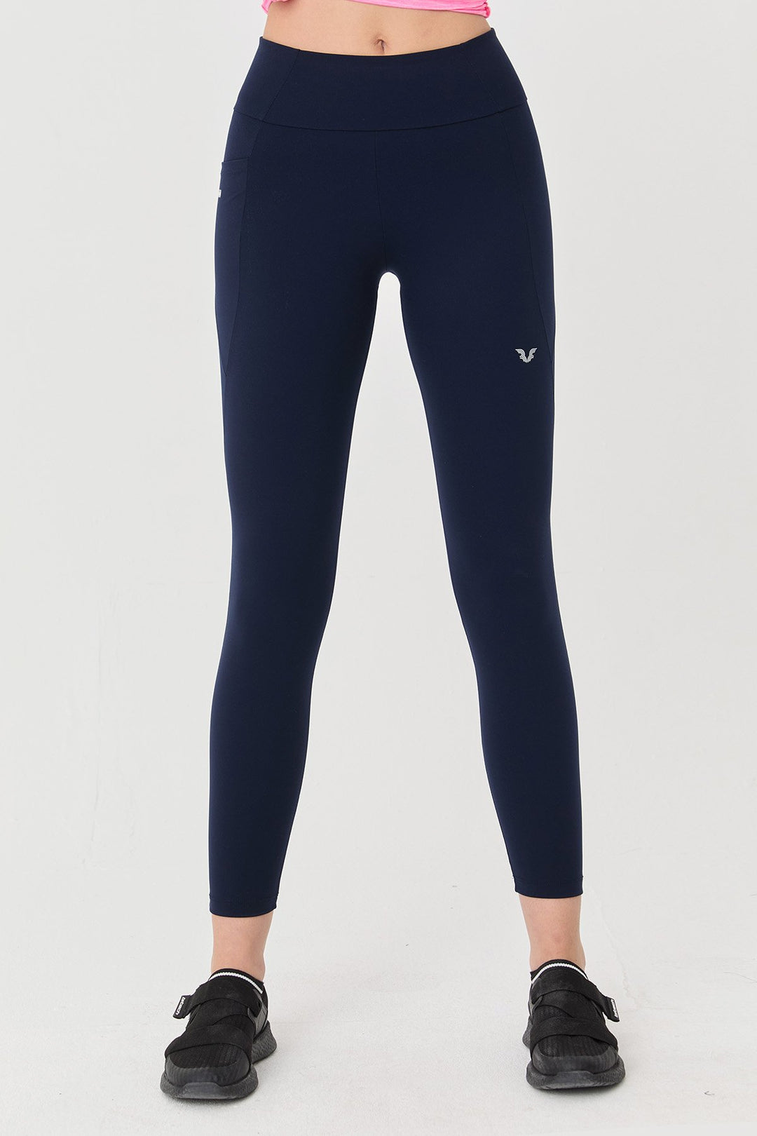 Damen Hohe Taille Formgebende Voll-Lycra Taschen Sport Leggings