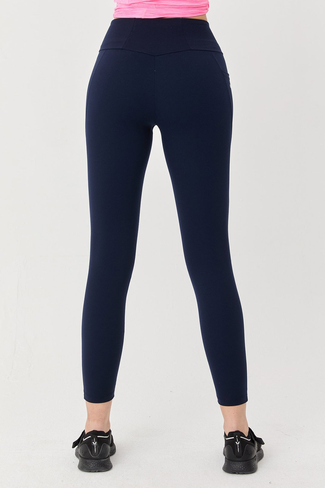 Damen Hohe Taille Formgebende Voll-Lycra Taschen Sport Leggings