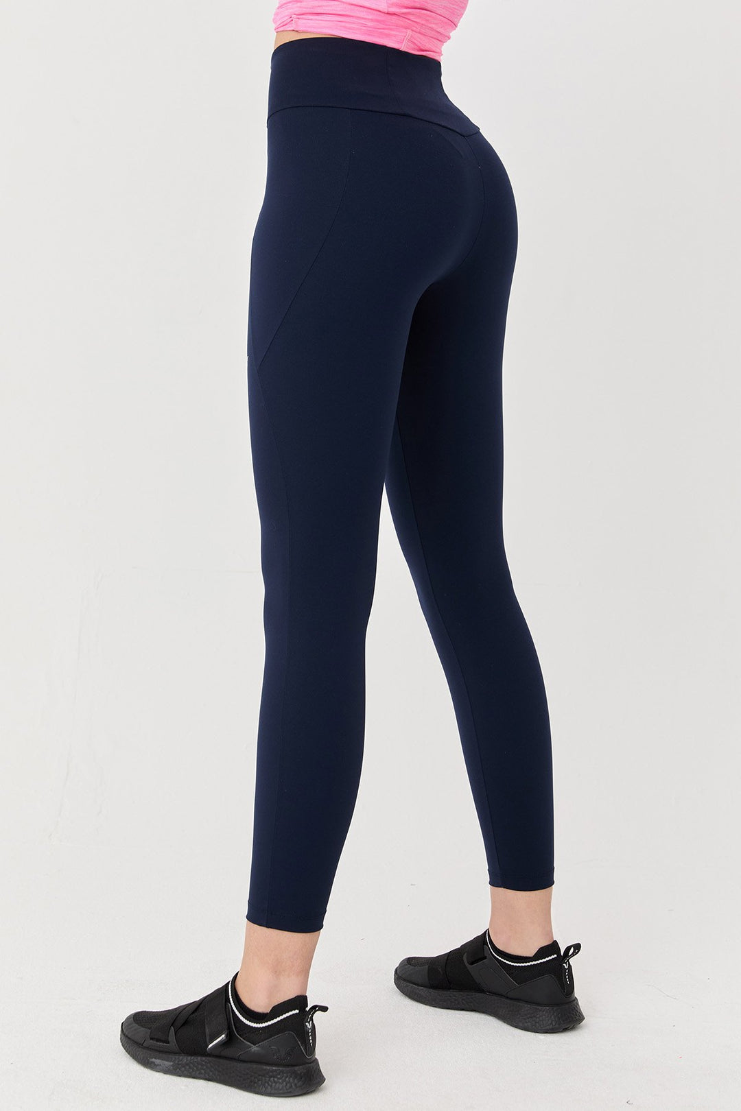 Damen Hohe Taille Formgebende Voll-Lycra Taschen Sport Leggings