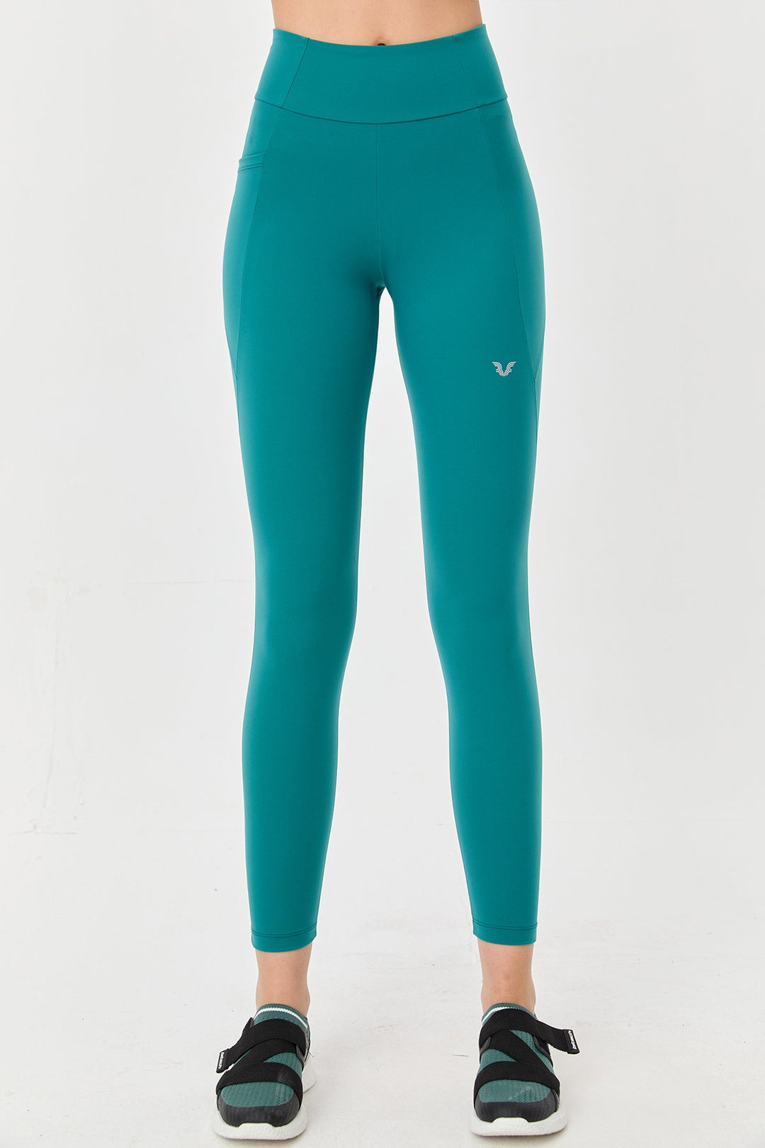 Damen Hohe Taille Formgebende Voll-Lycra Taschen Sport Leggings
