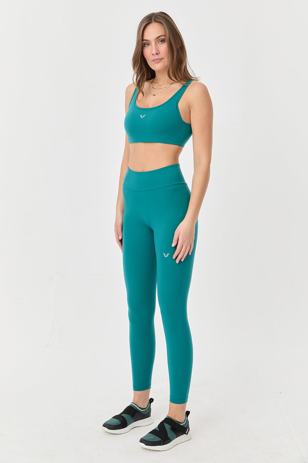 Damen Hohe Taille Formgebende Voll-Lycra Taschen Sport Leggings