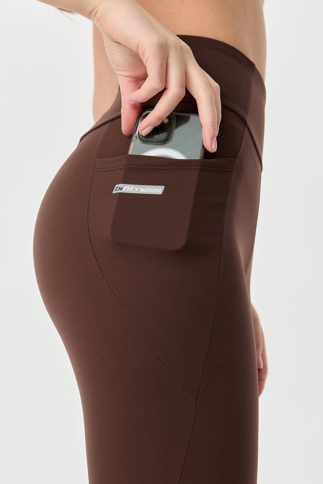 Damen Hohe Taille Formgebende Voll-Lycra Taschen Sport Leggings