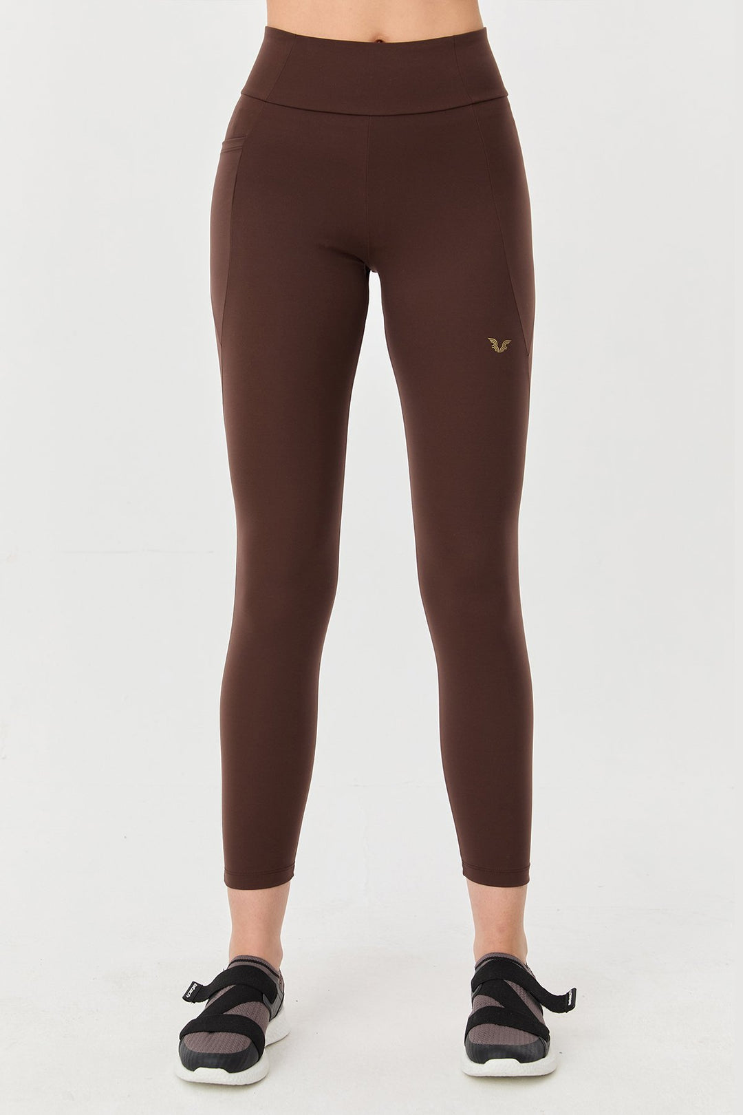 Damen Hohe Taille Formgebende Voll-Lycra Taschen Sport Leggings