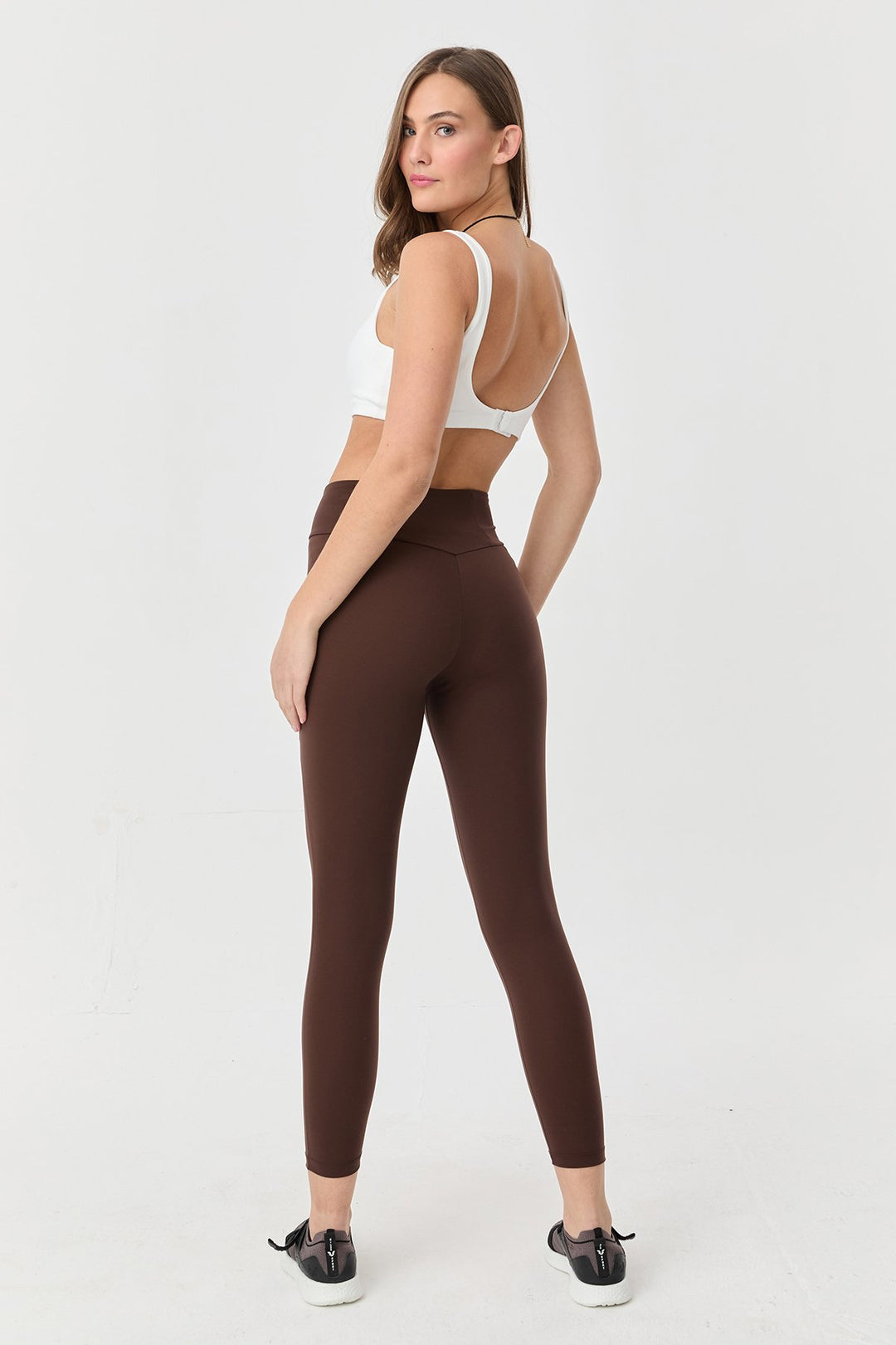 Damen Hohe Taille Formgebende Voll-Lycra Taschen Sport Leggings