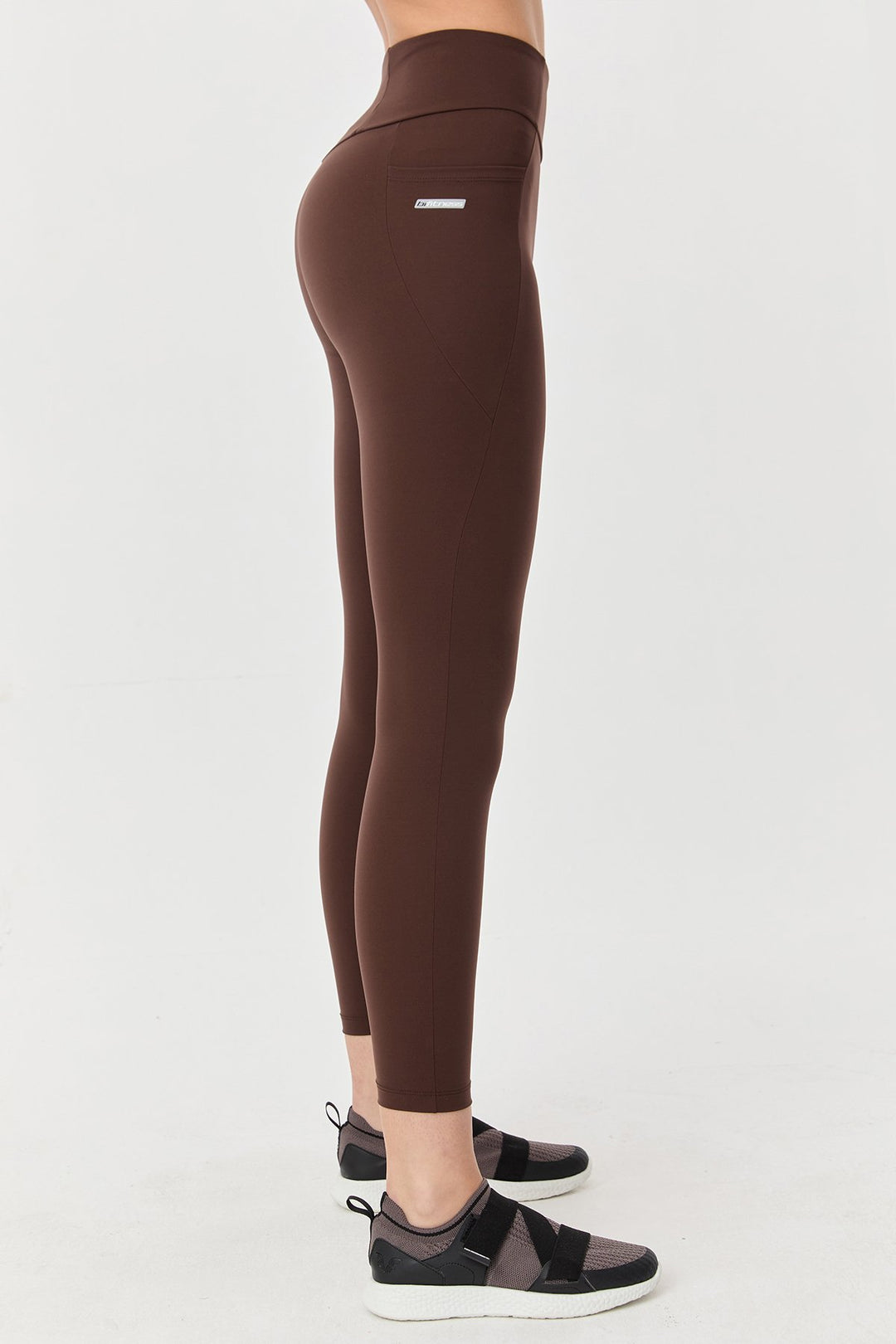 Damen Hohe Taille Formgebende Voll-Lycra Taschen Sport Leggings