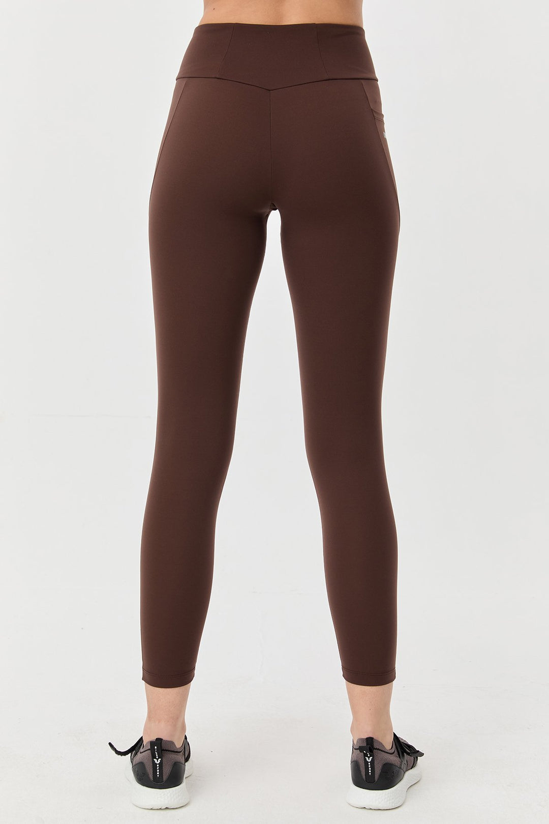 Damen Hohe Taille Formgebende Voll-Lycra Taschen Sport Leggings