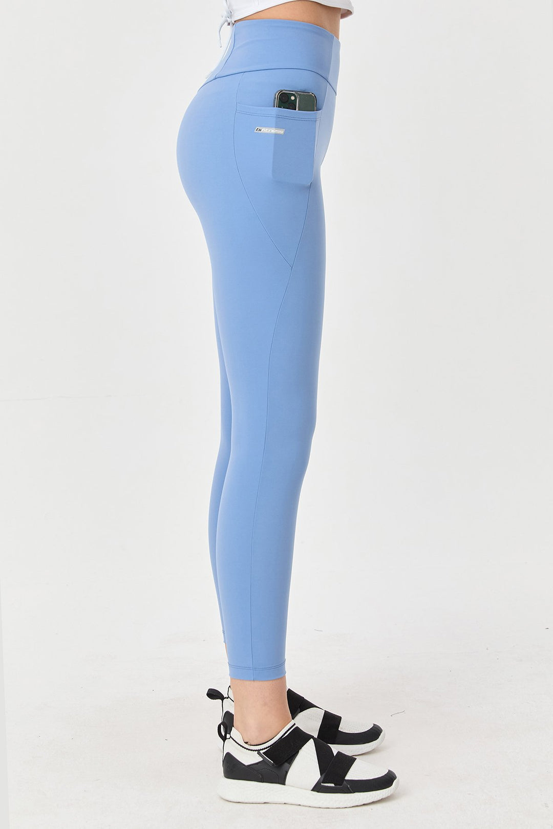 Damen Hohe Taille Formgebende Voll-Lycra Taschen Sport Leggings