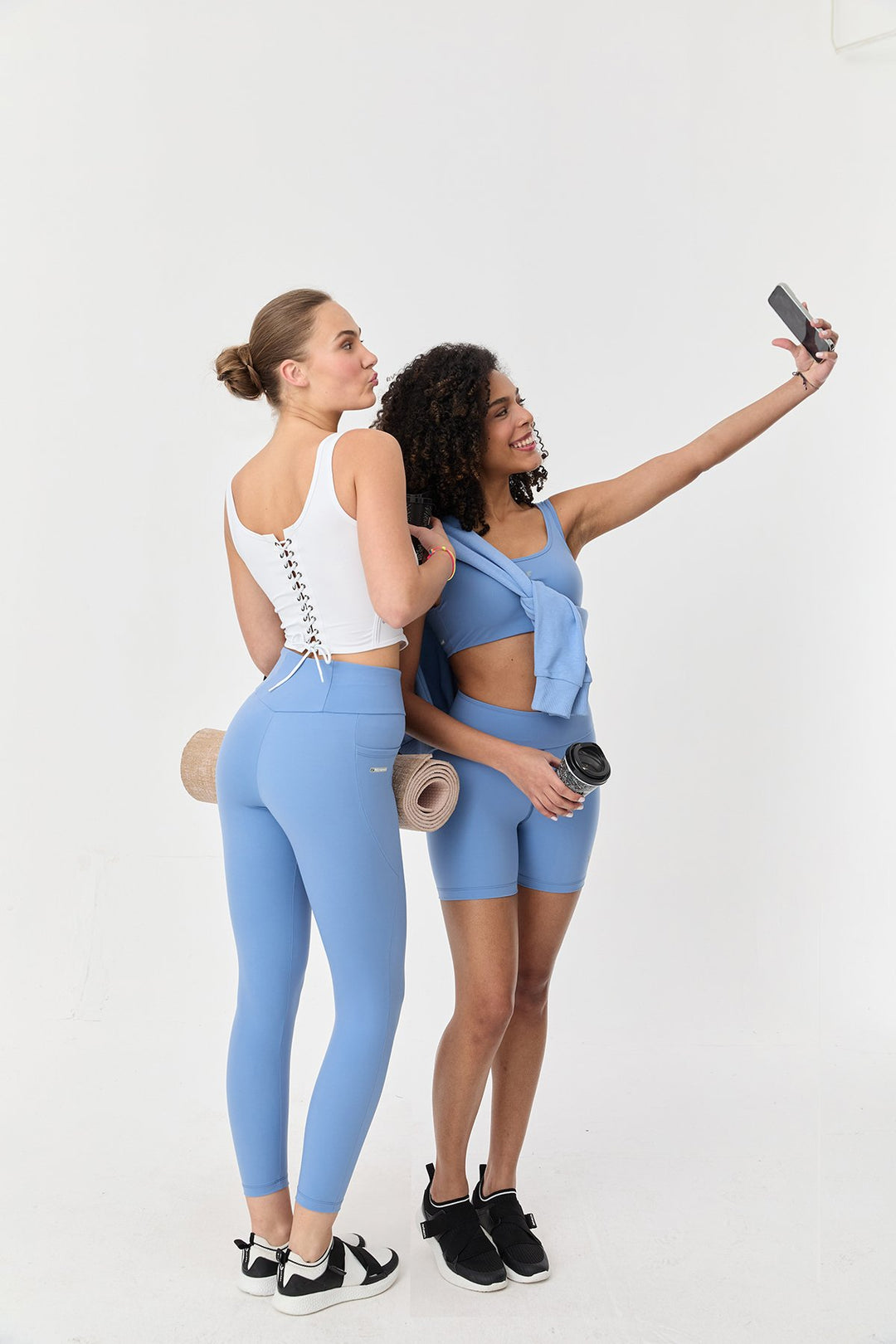 Damen Hohe Taille Formgebende Voll-Lycra Taschen Sport Leggings