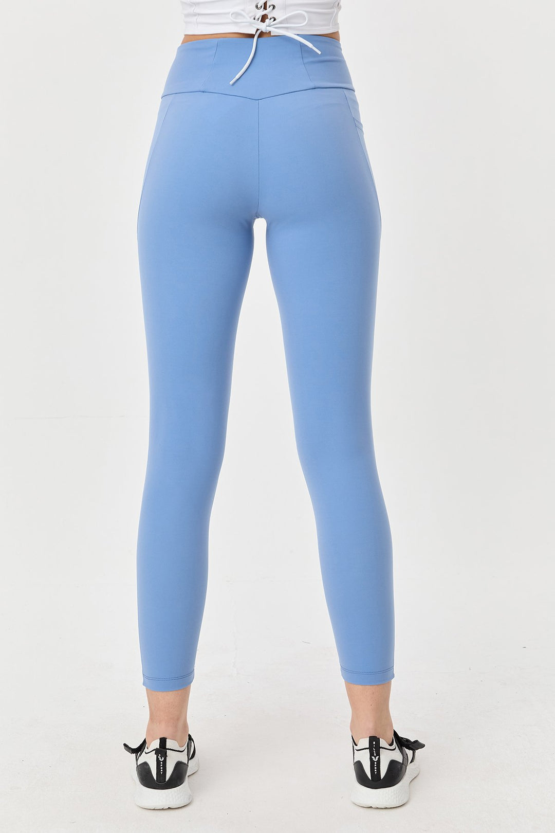 Damen Hohe Taille Formgebende Voll-Lycra Taschen Sport Leggings