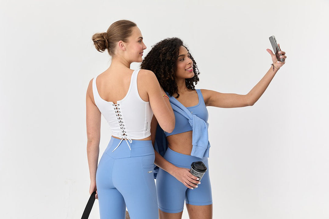 Damen Hohe Taille Formgebende Voll-Lycra Taschen Sport Leggings