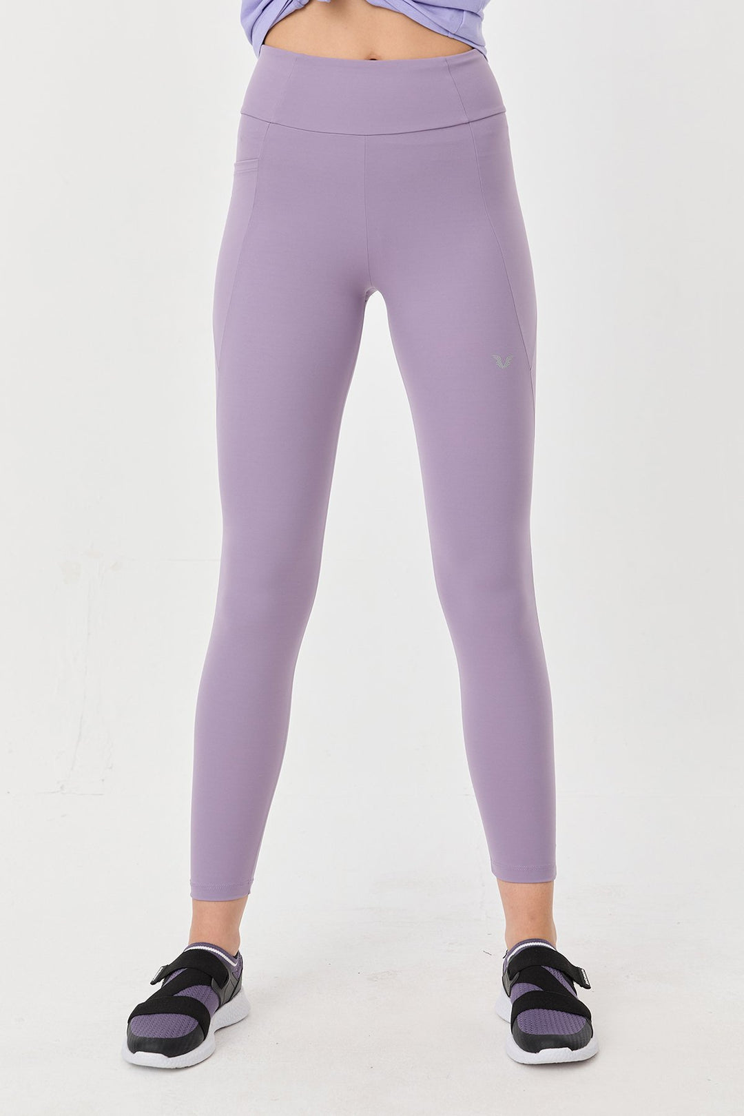 Damen Hohe Taille Formgebende Voll-Lycra Taschen Sport Leggings