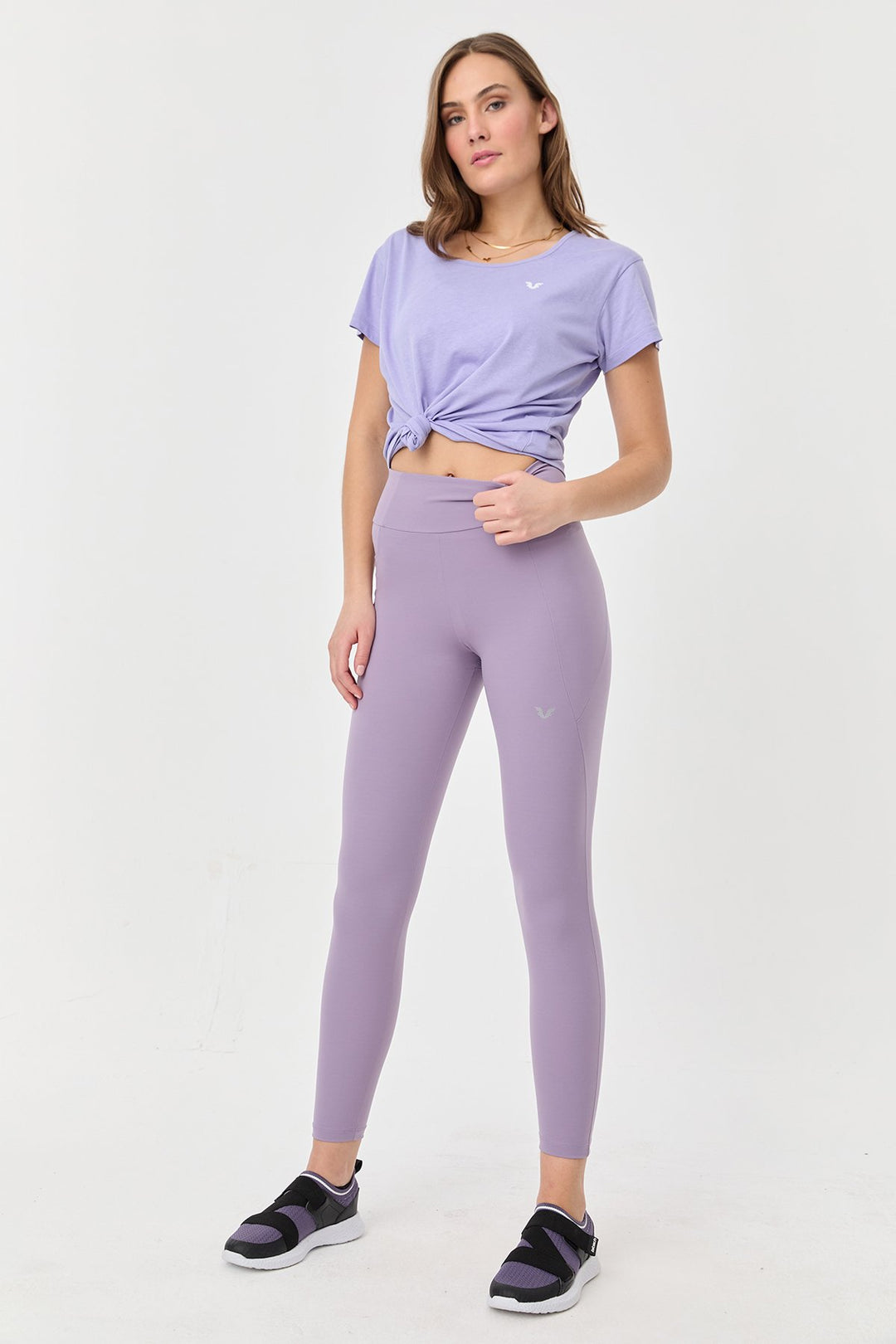 Damen Hohe Taille Formgebende Voll-Lycra Taschen Sport Leggings