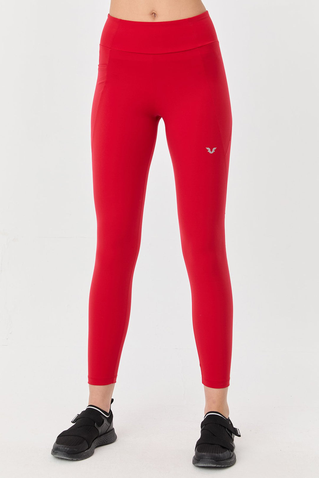 Damen Hohe Taille Formgebende Voll-Lycra Taschen Sport Leggings