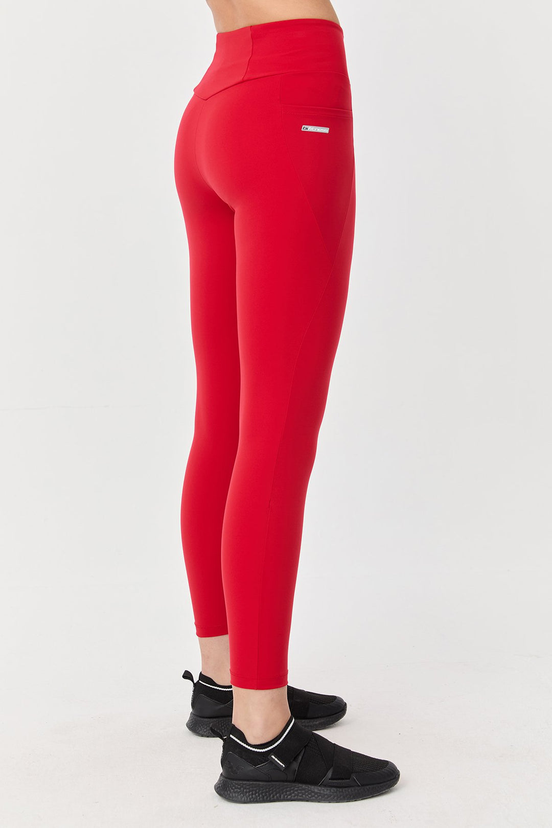 Damen Hohe Taille Formgebende Voll-Lycra Taschen Sport Leggings