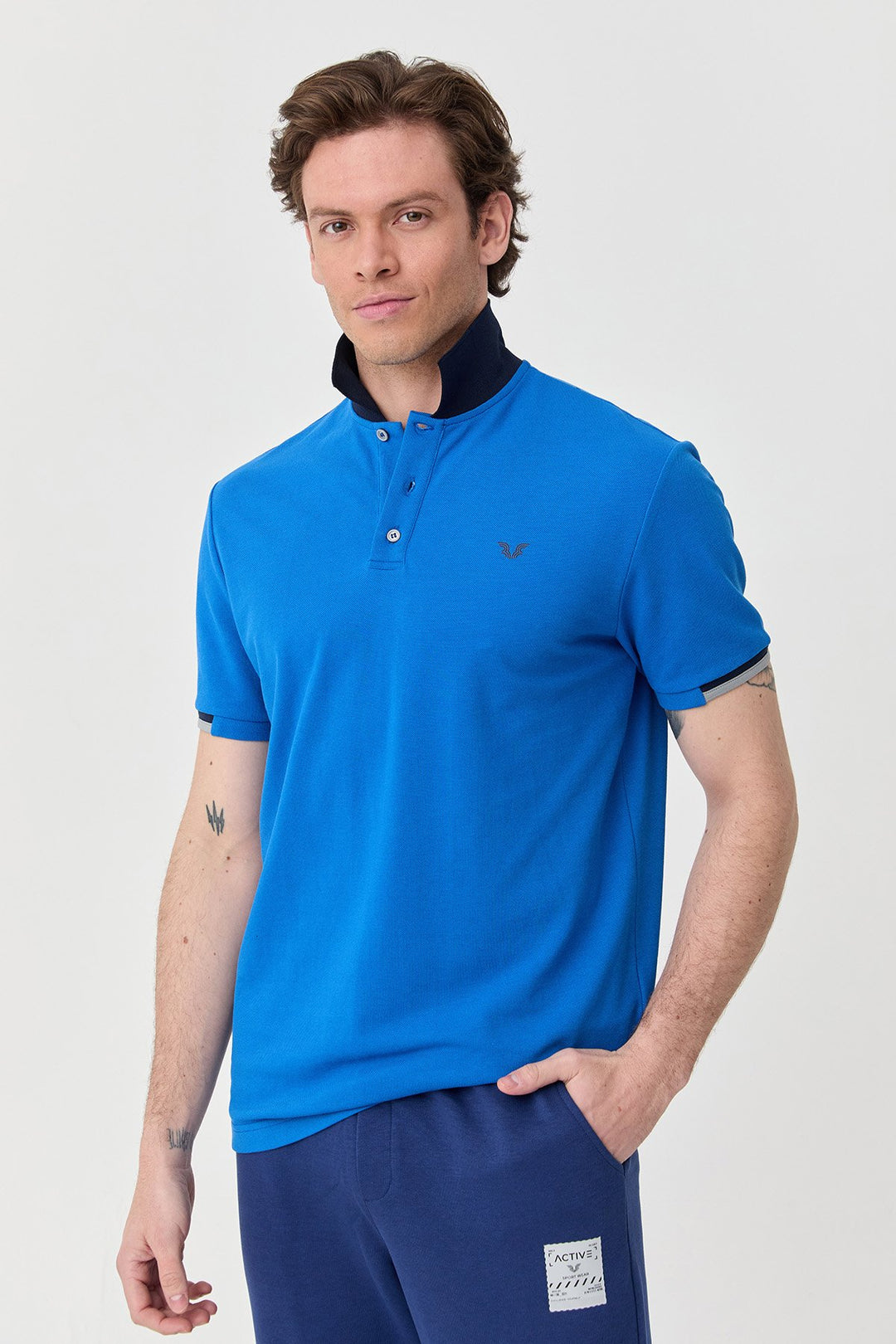 Kurzarm-T-Shirt aus Baumwolle mit Polokragen für Herren