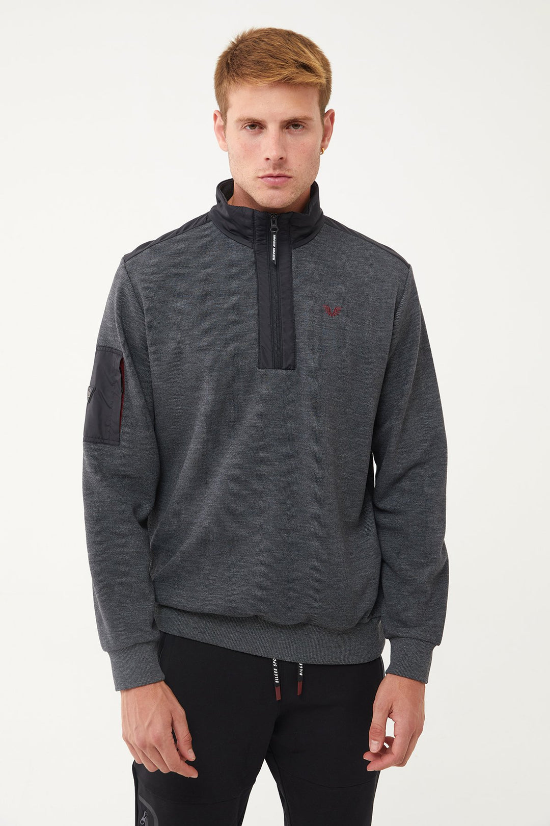 Herren Sweatshirt mit halbem Reißverschluss