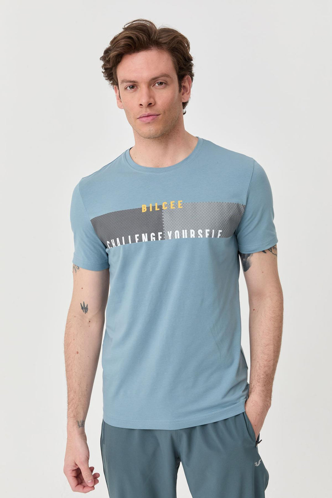 Herren bedrucktes Baumwoll Lycra T-Shirt 