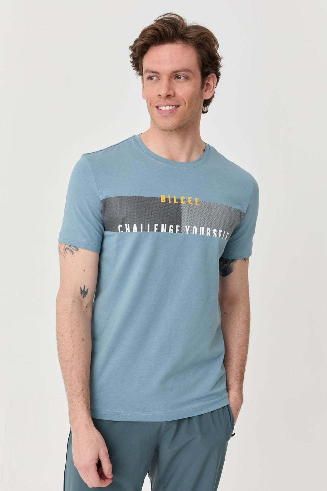 Herren bedrucktes Baumwoll Lycra T-Shirt 