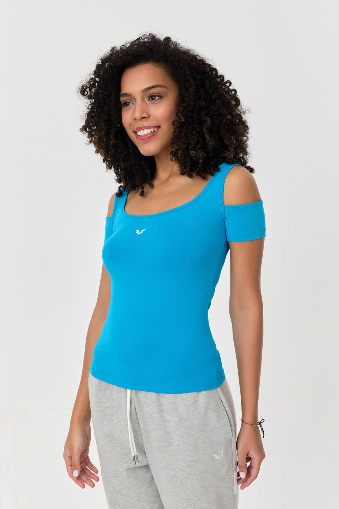 Damen-Sport-T-Shirt aus Baumwoll-Lycra