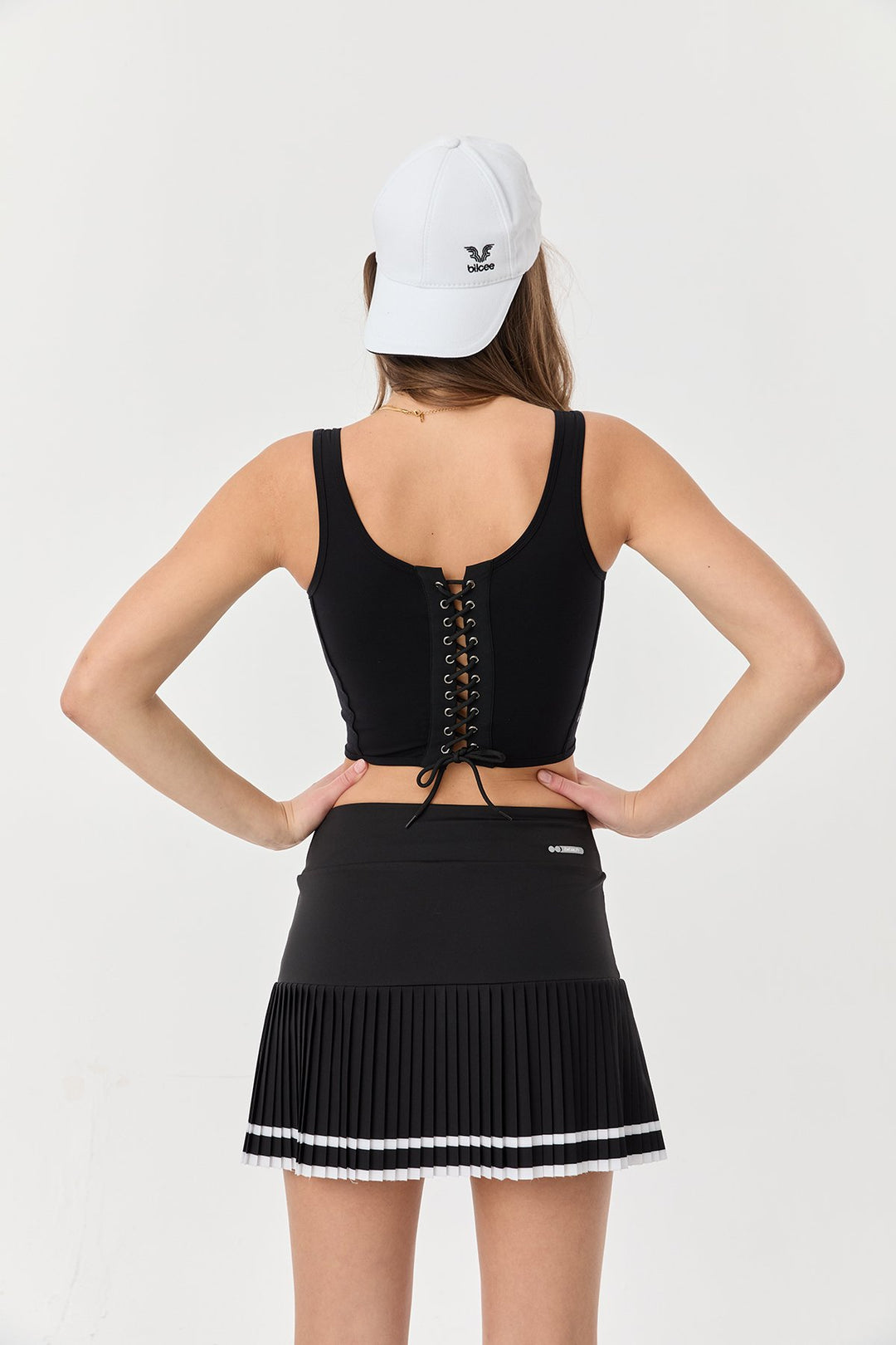 Damen Crop Athlet Mit Bändern Auf Der Rückseite