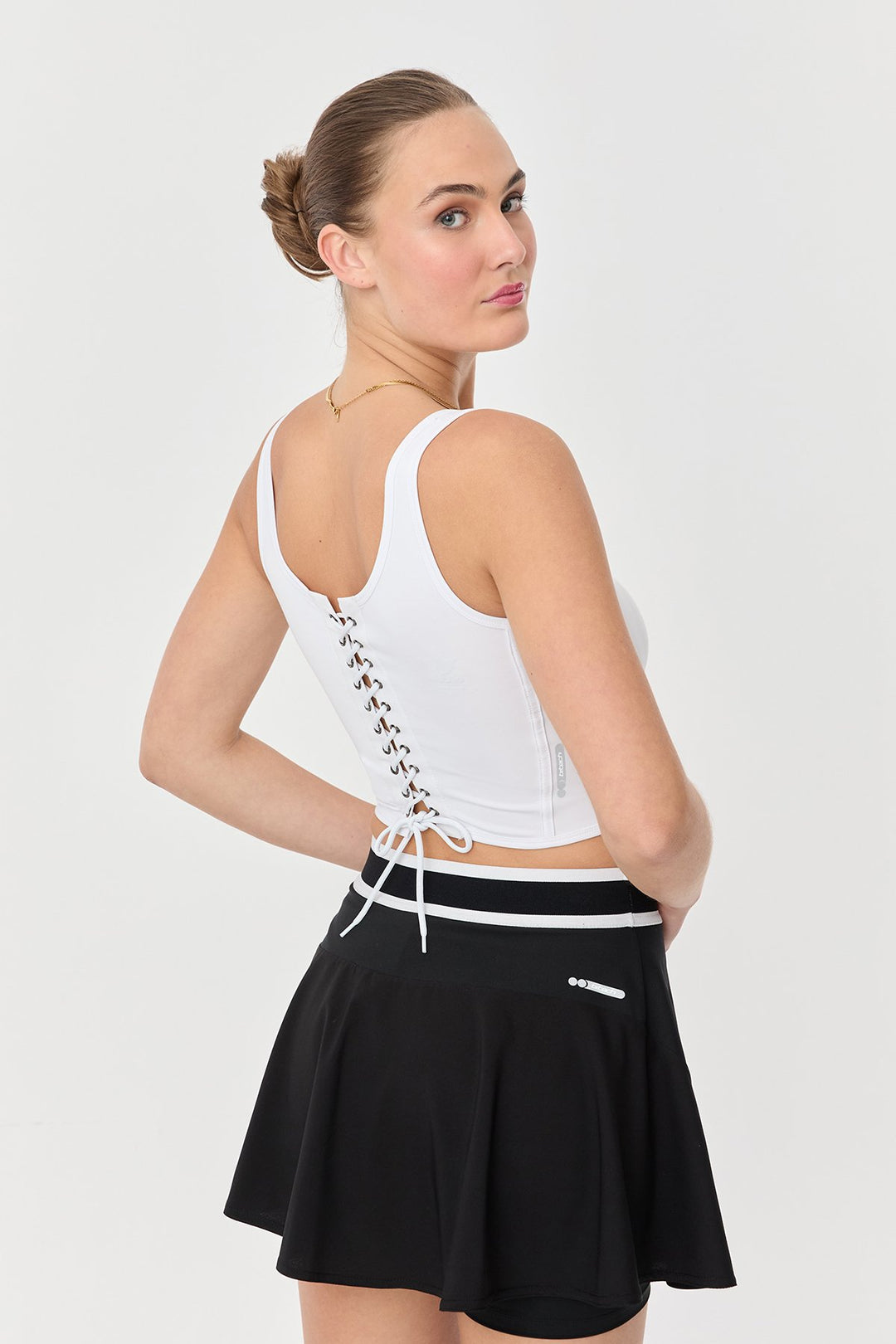 Damen Crop Athlet Mit Bändern Auf Der Rückseite