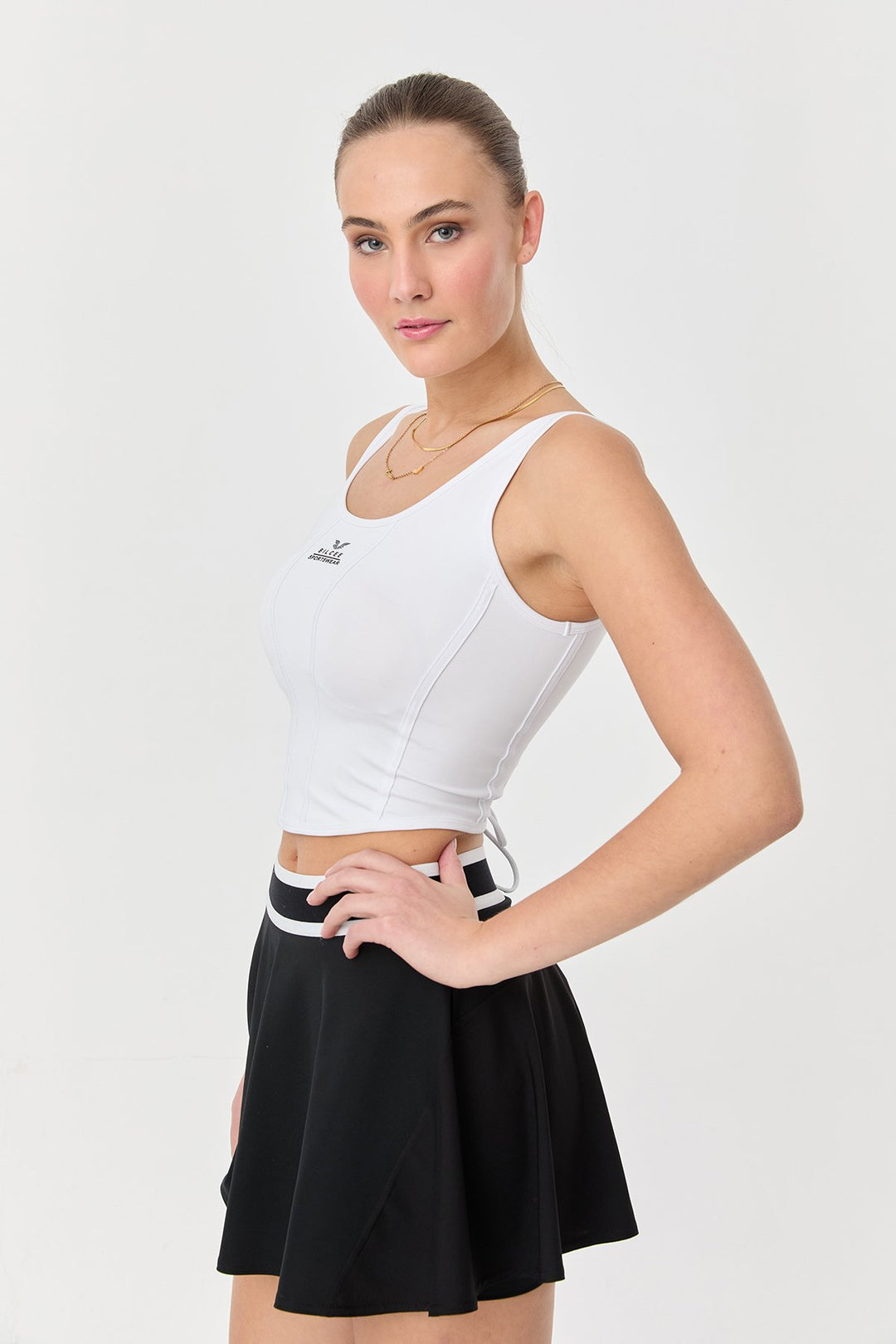 Damen Crop Athlet Mit Bändern Auf Der Rückseite