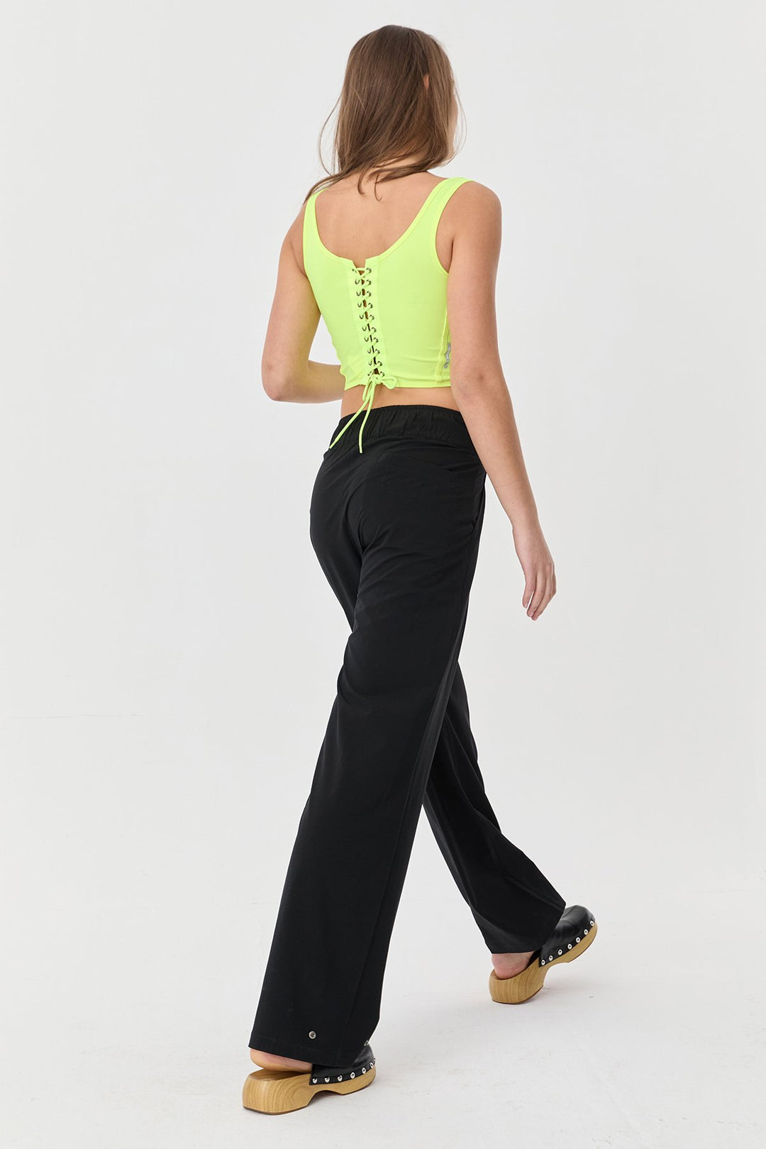 Damen Crop Athlet Mit Bändern Auf Der Rückseite