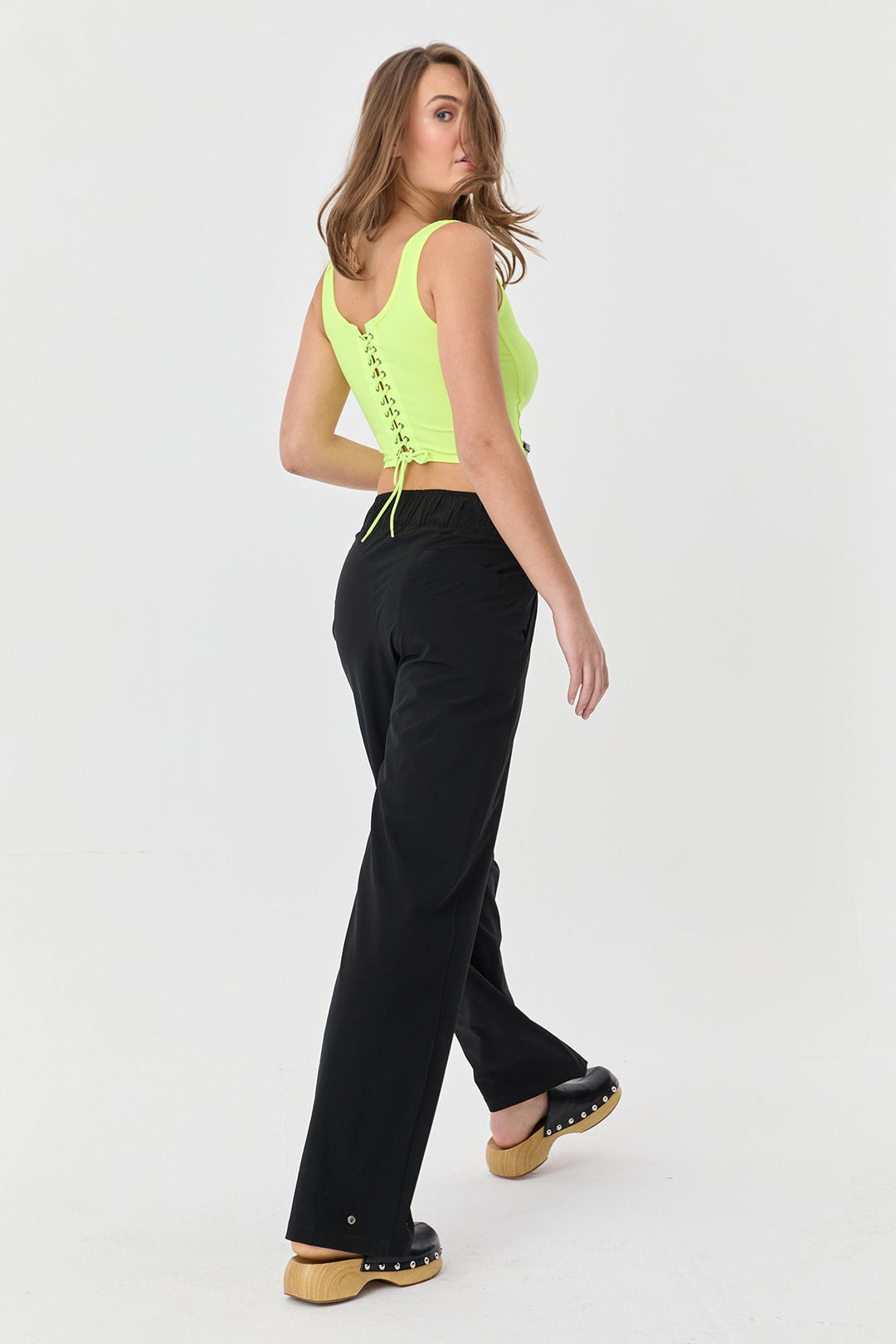 Damen Crop Athlet Mit Bändern Auf Der Rückseite