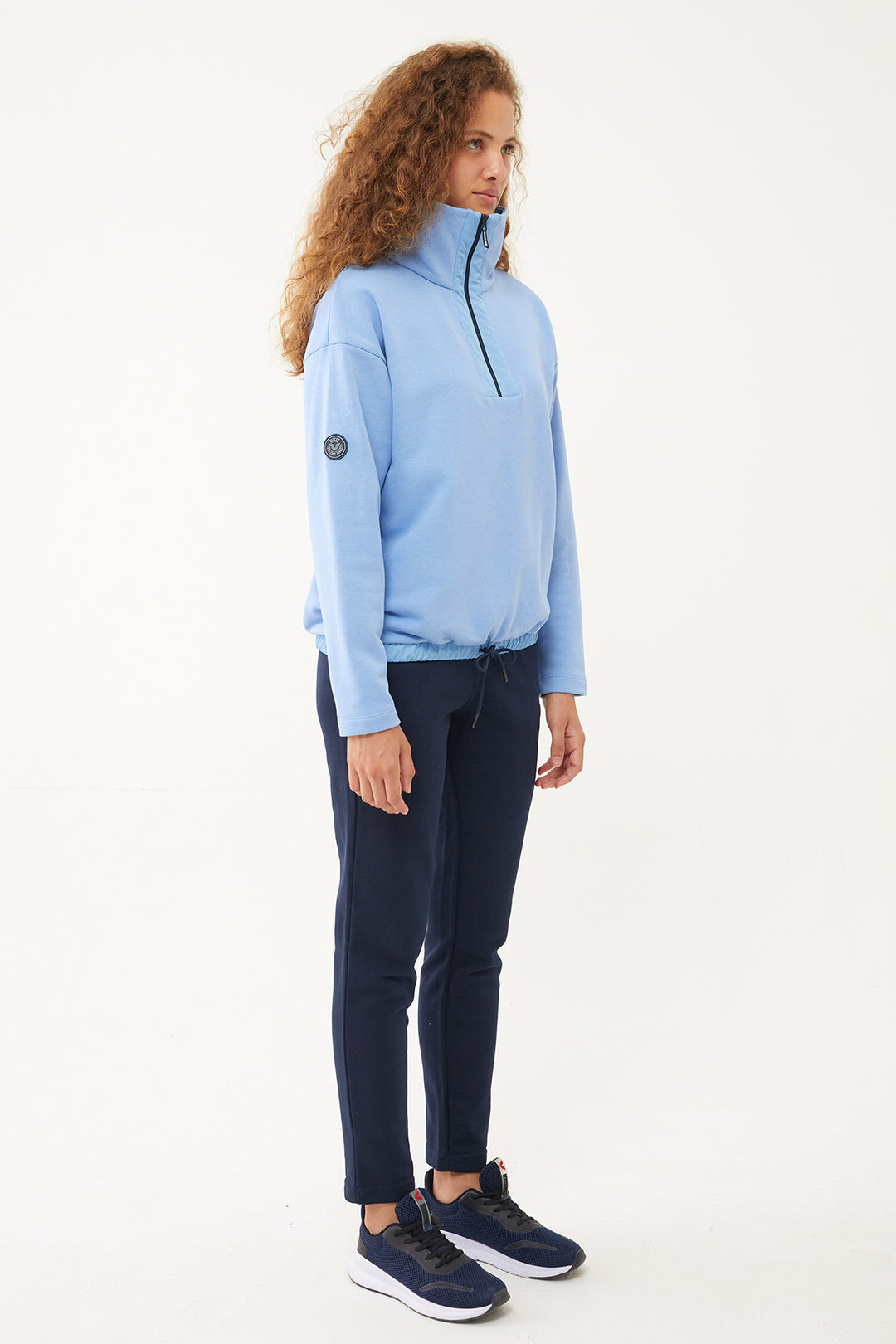 Damen-Sweatshirt-Trainingsanzug mit halbem Reißverschluss