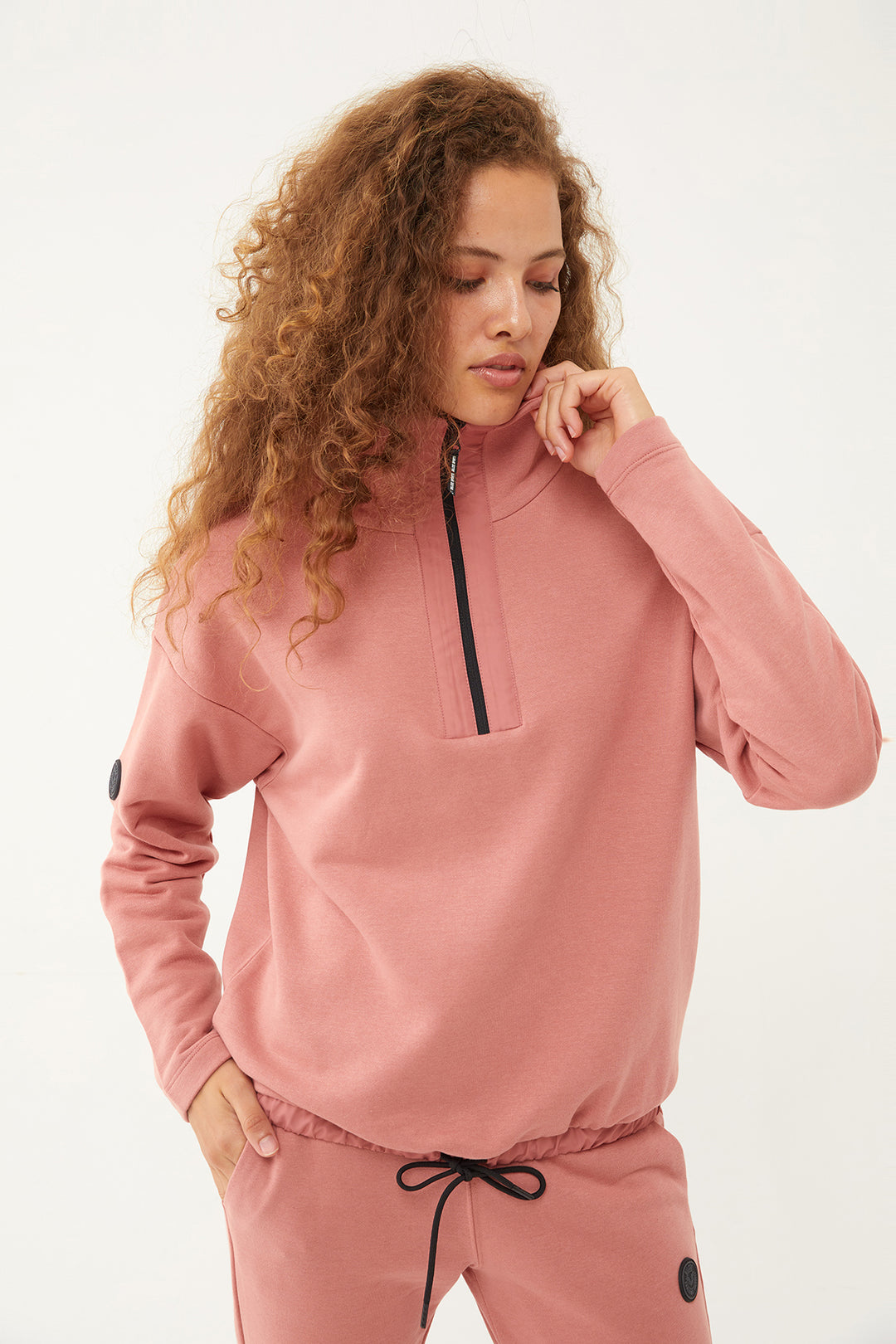 Damen-Sweatshirt-Trainingsanzug mit halbem Reißverschluss