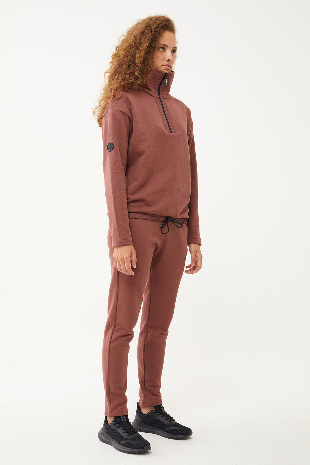 Damen-Sweatshirt-Trainingsanzug mit halbem Reißverschluss